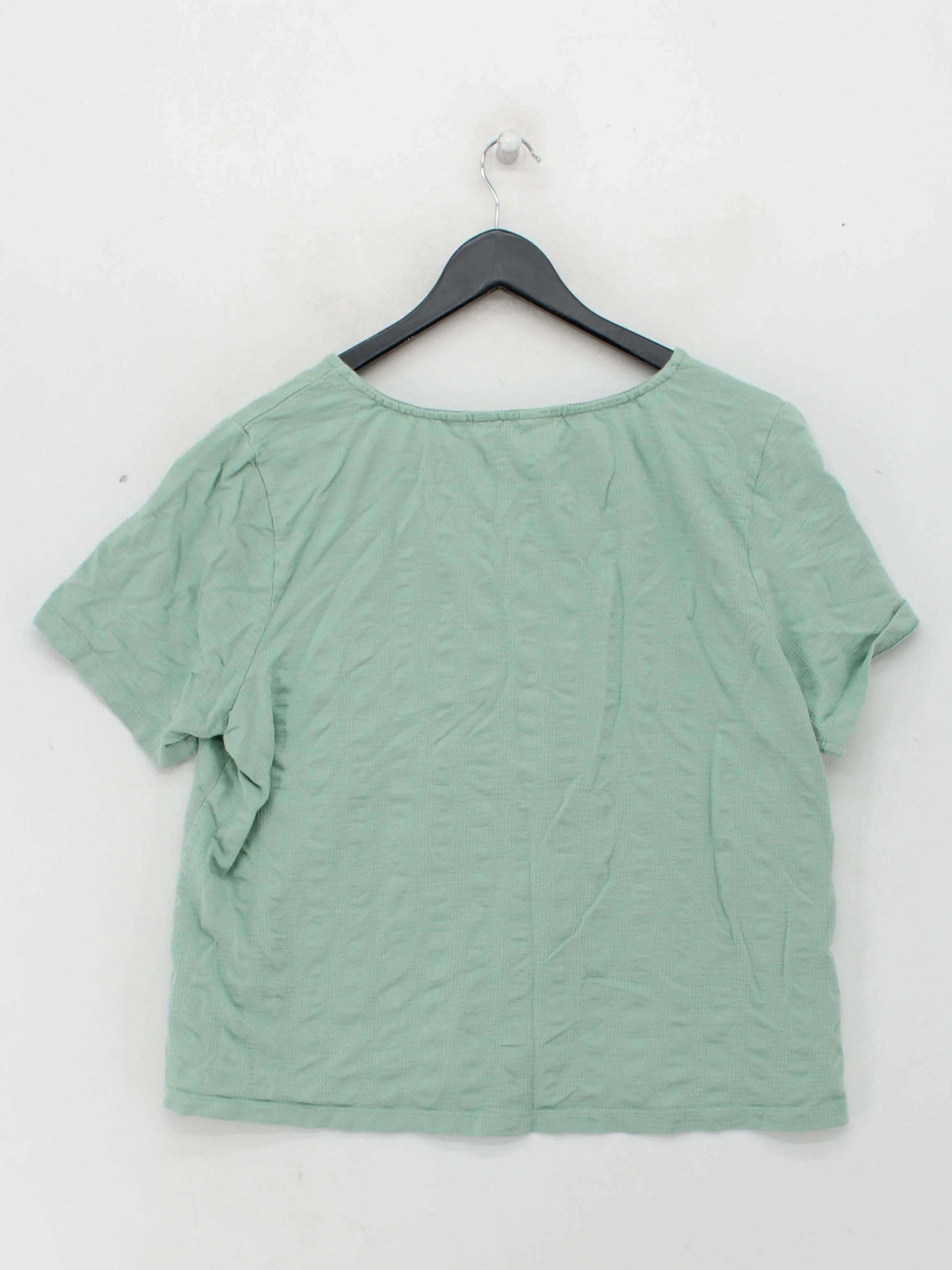 Fat Face Women's Top UK 20 Green Cotton with Elastane Short Sleeve V-Neck Basic - Image 2