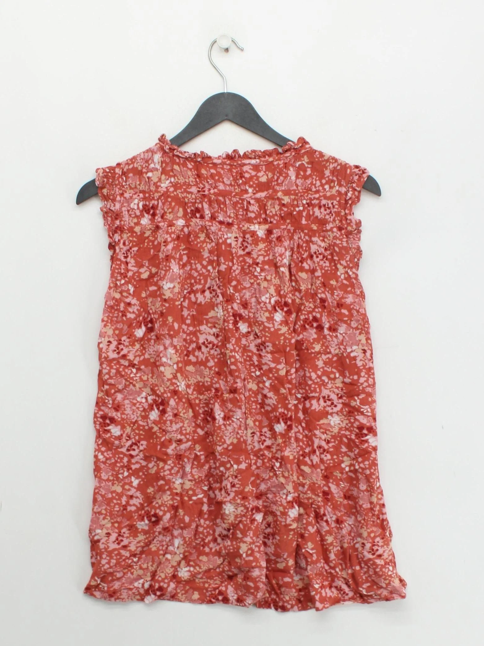 Fat Face Women's Top UK 6 Red Floral 100% Viscose Sleeveless Round Neck Basic - Image 2