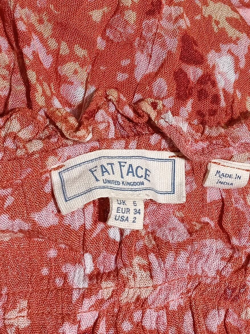Fat Face Women's Top UK 6 Red Floral 100% Viscose Sleeveless Round Neck Basic - Image 5