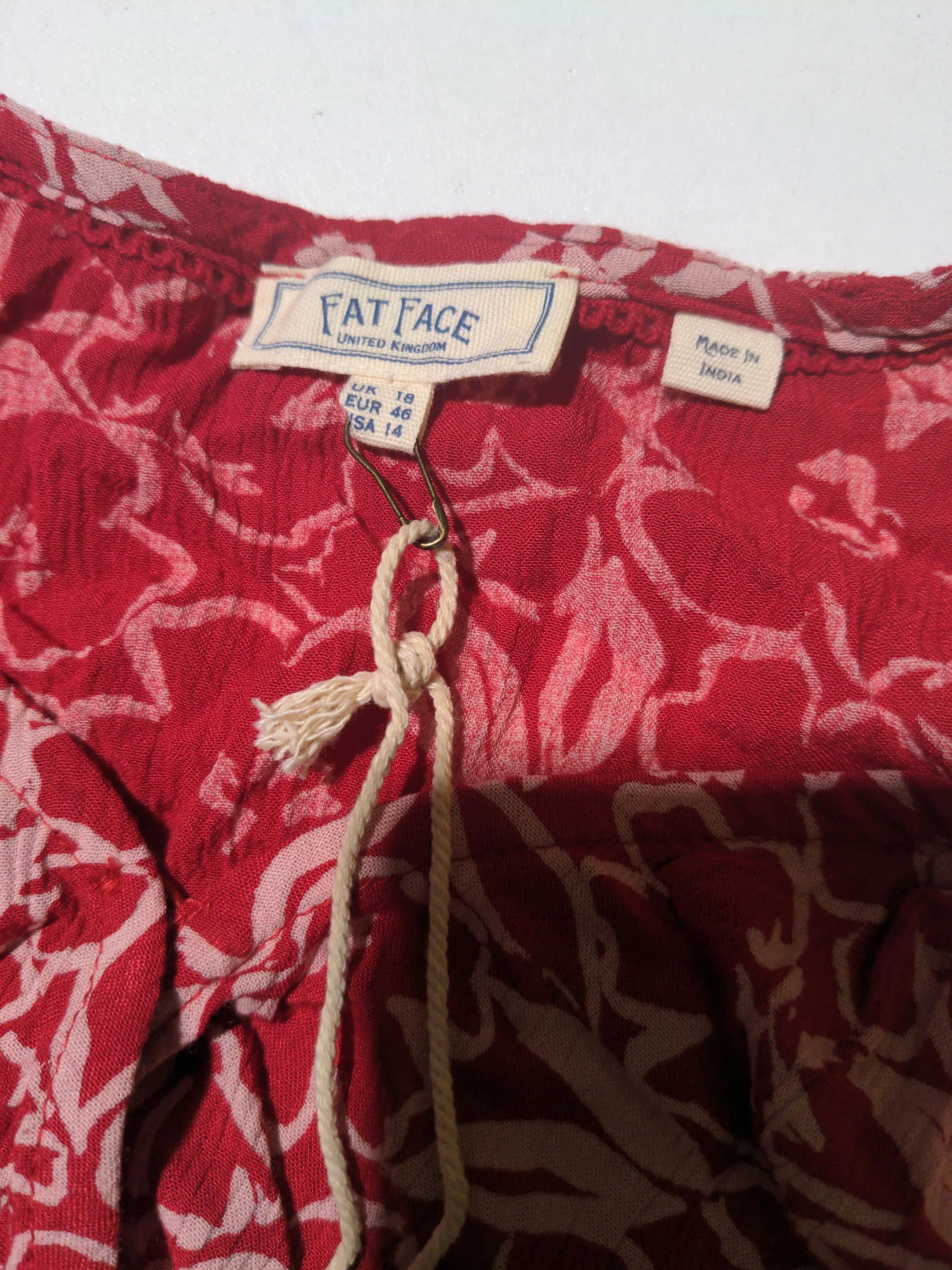 Fat Face Women's Top XL Red 100% Viscose Basic New with tags - Image 5