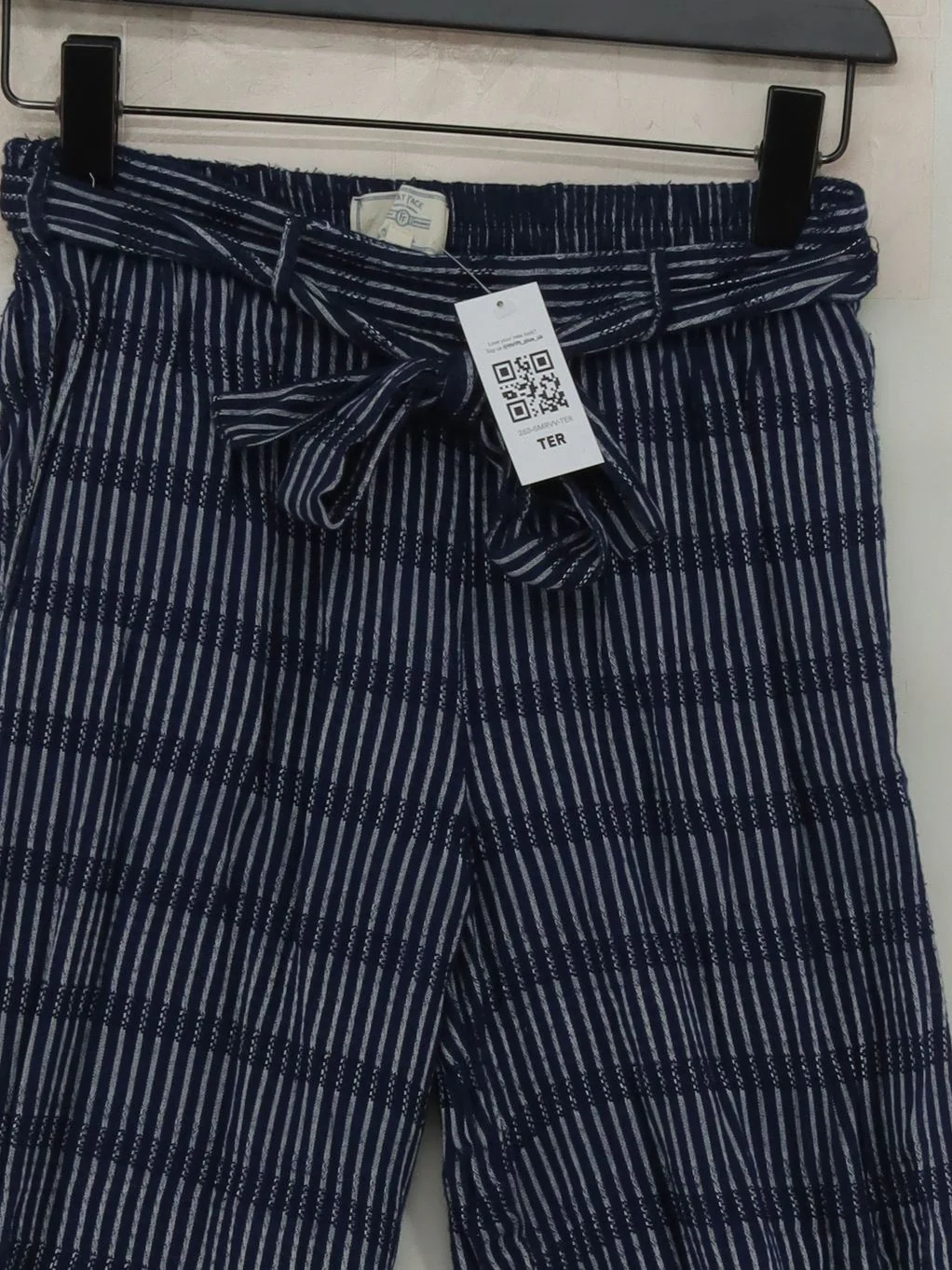 Fat Face Women's Trousers M Blue Striped 100% Cotton Wide-Leg Chino - Image 3