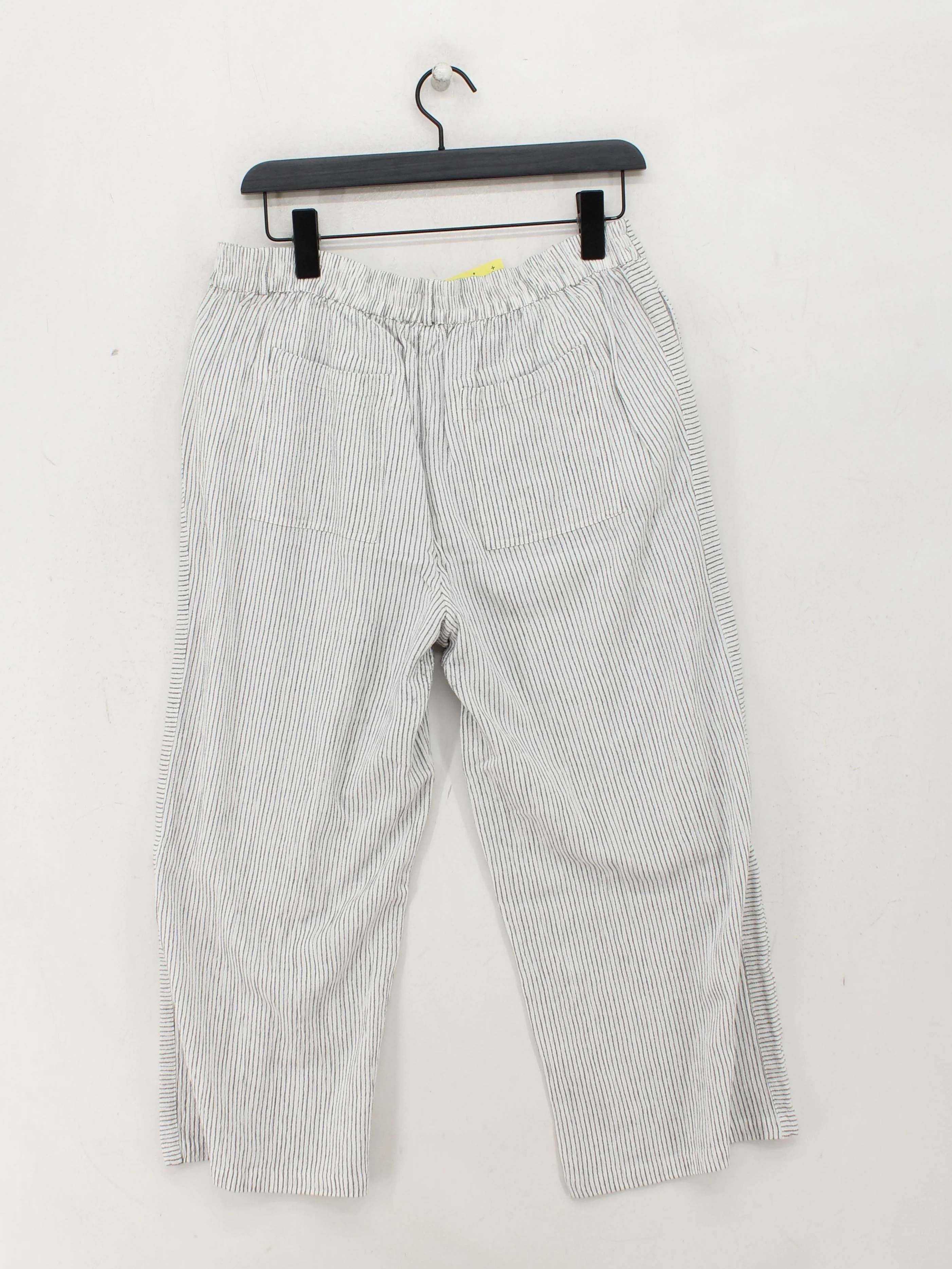 Fat Face Women's Trousers M White Striped Viscose with Cotton Wide-Leg Capri - Image 2
