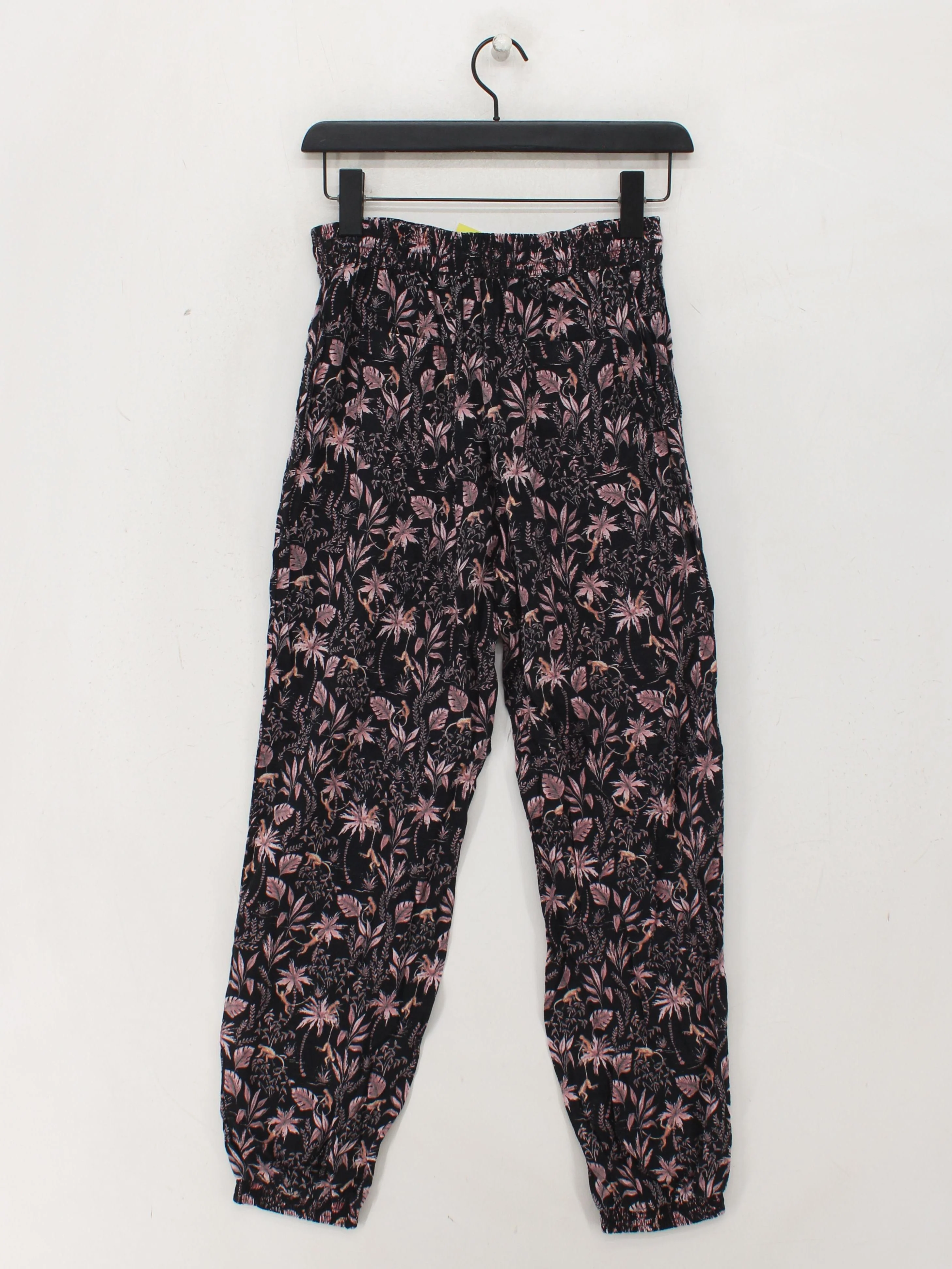 Fat Face Women's Trousers S Black Floral 100% Viscose Tapered Sweatpants - Image 2