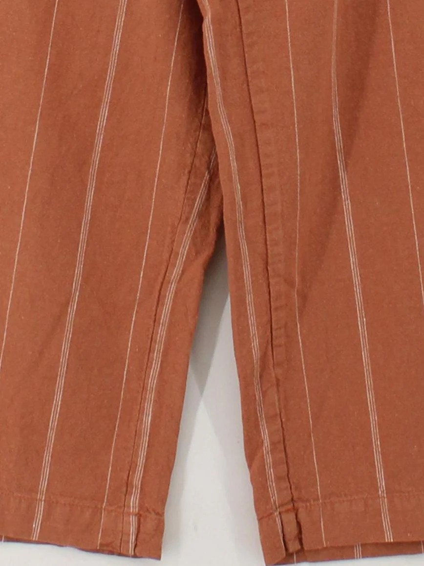 Fat Face Women's Trousers UK 12 Tan Striped Linen with Cotton Wide-Leg Cropped - Image 4