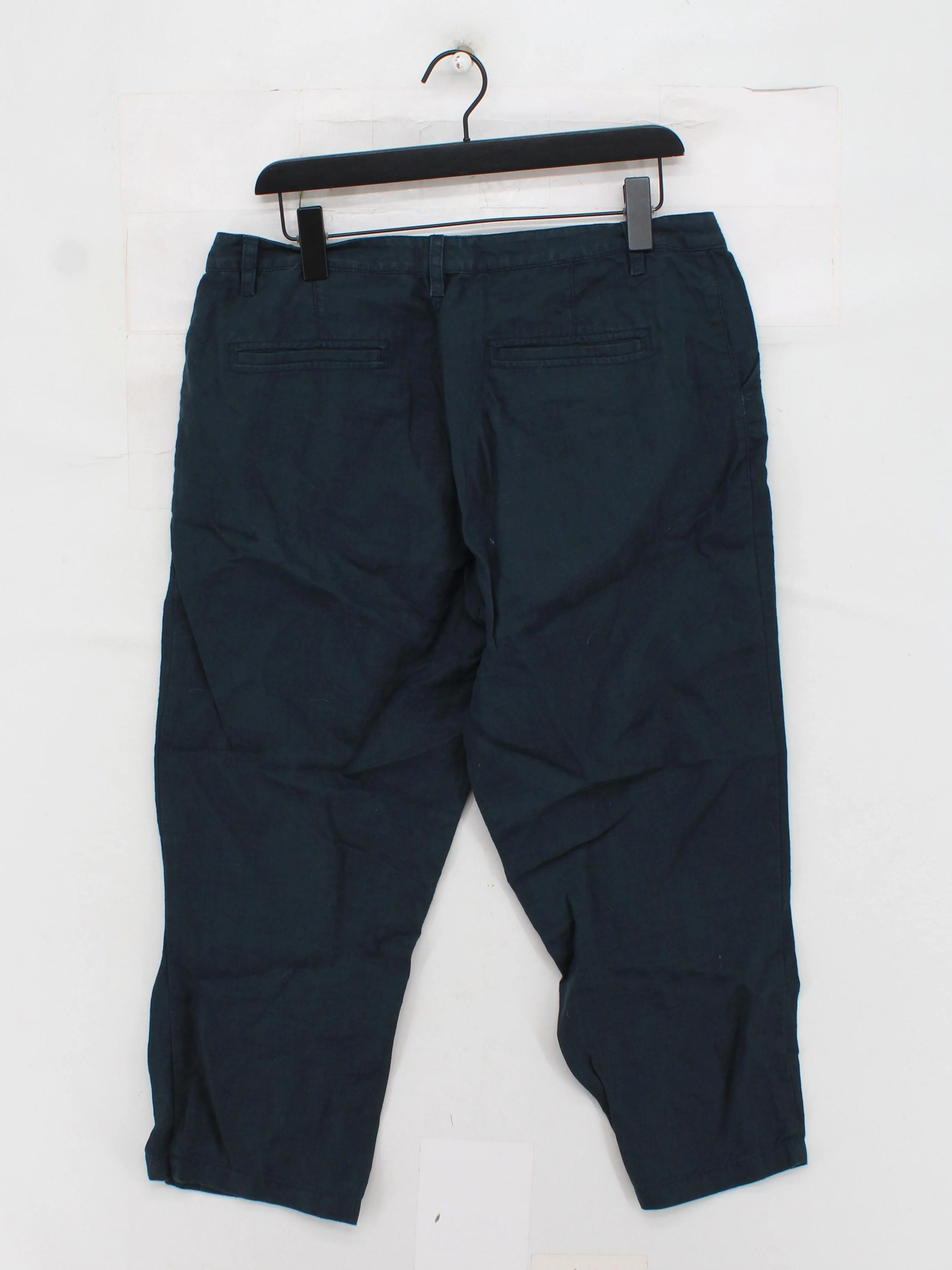 Fat Face Women's Trousers UK 14 Blue Linen with Cotton Straight Capri - Image 2