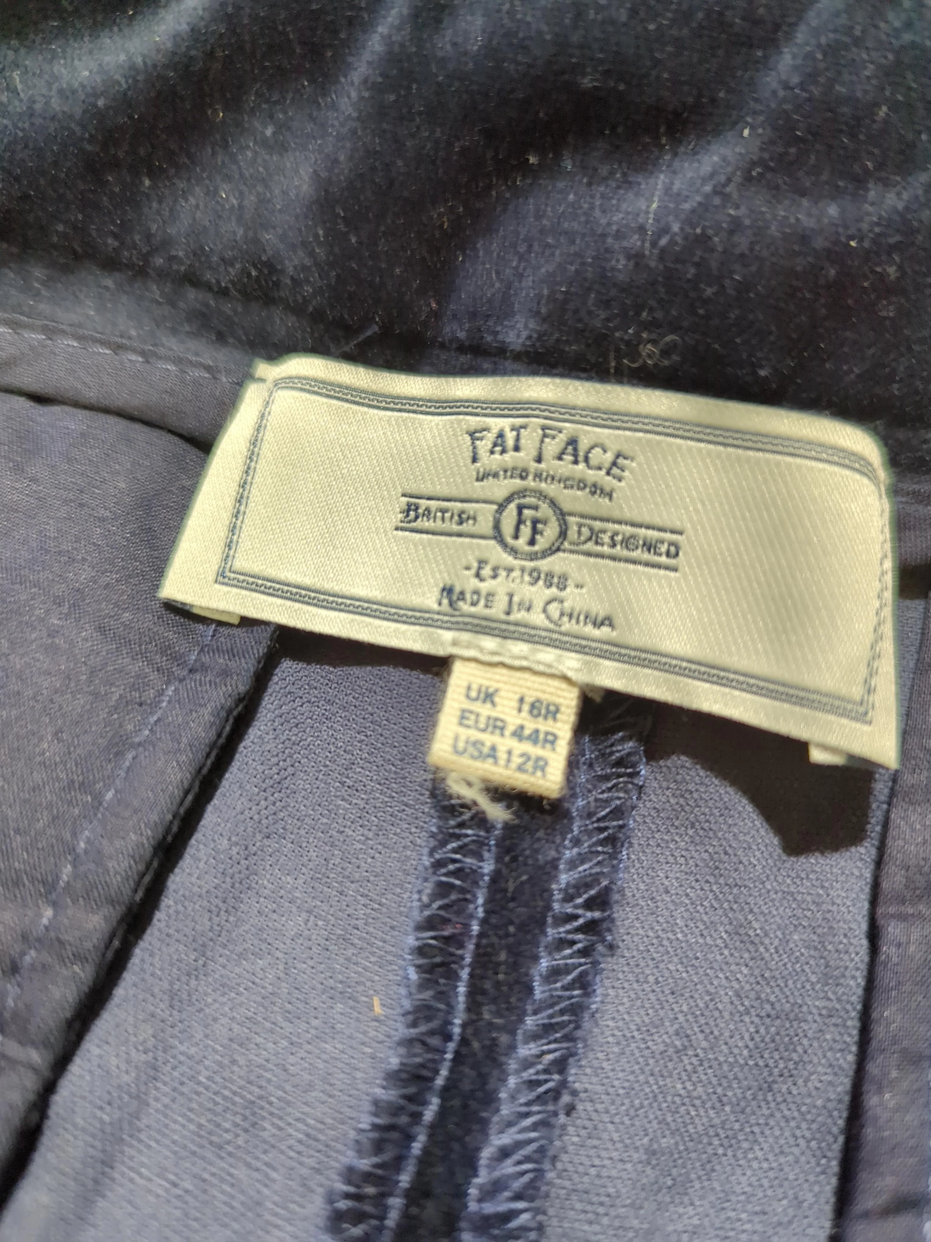 Fat Face Women's Trousers UK 16 Blue Cotton with Elastane Straight Cropped - Image 6