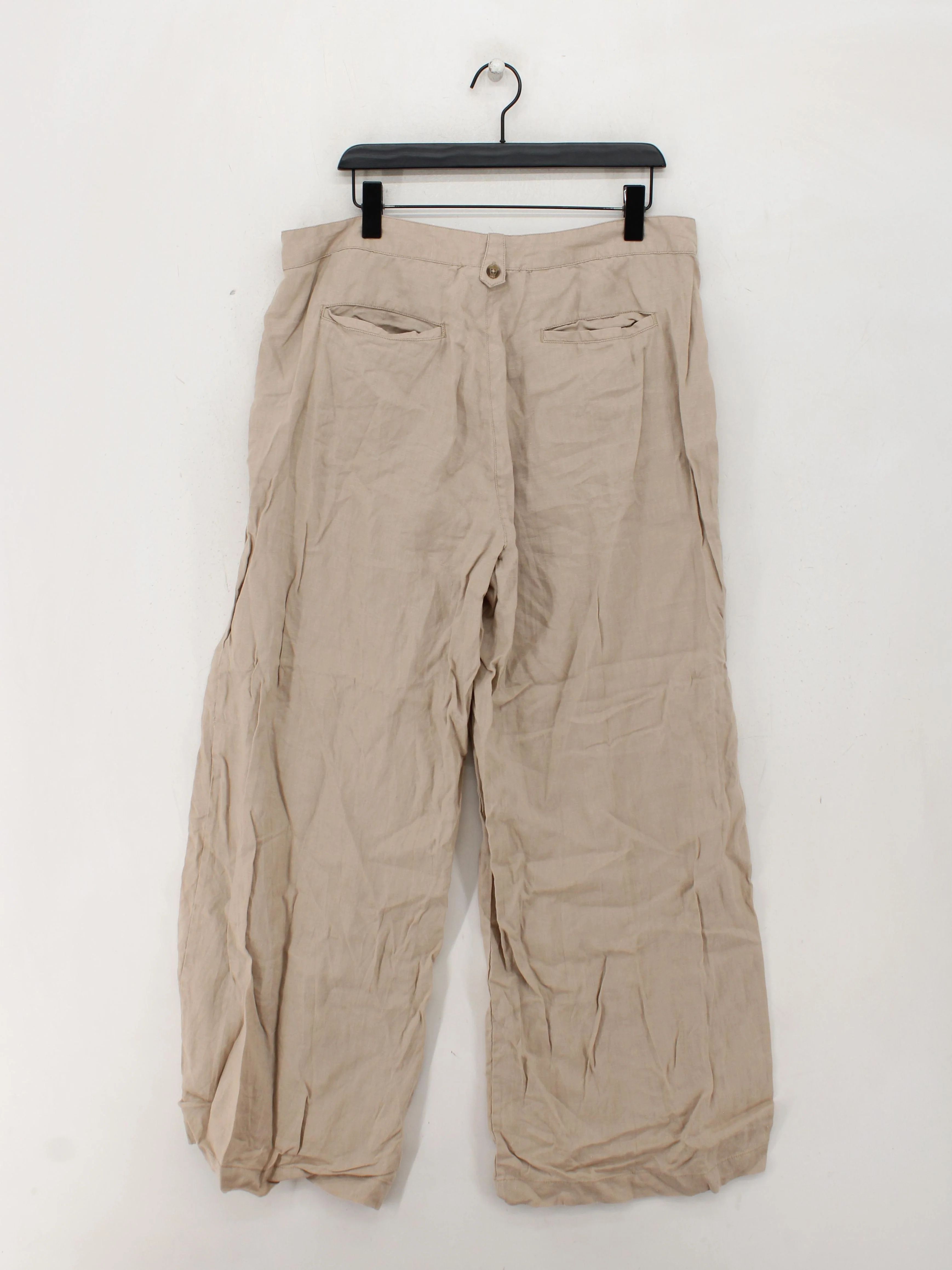 Fat Face Women's Trousers UK 18 Tan 100% Linen Wide-Leg Cropped - Image 2