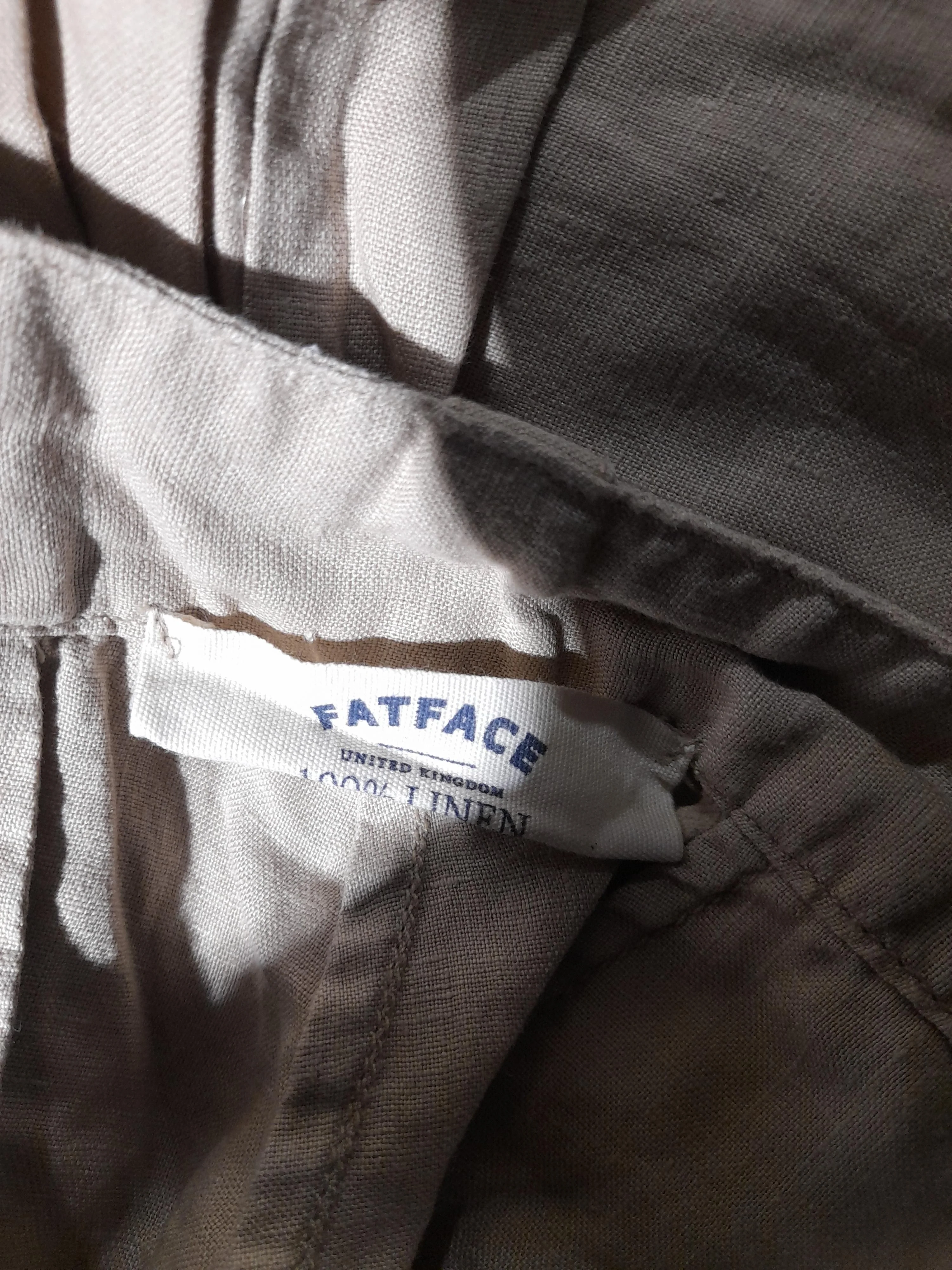Fat Face Women's Trousers UK 18 Tan 100% Linen Wide-Leg Cropped - Image 5