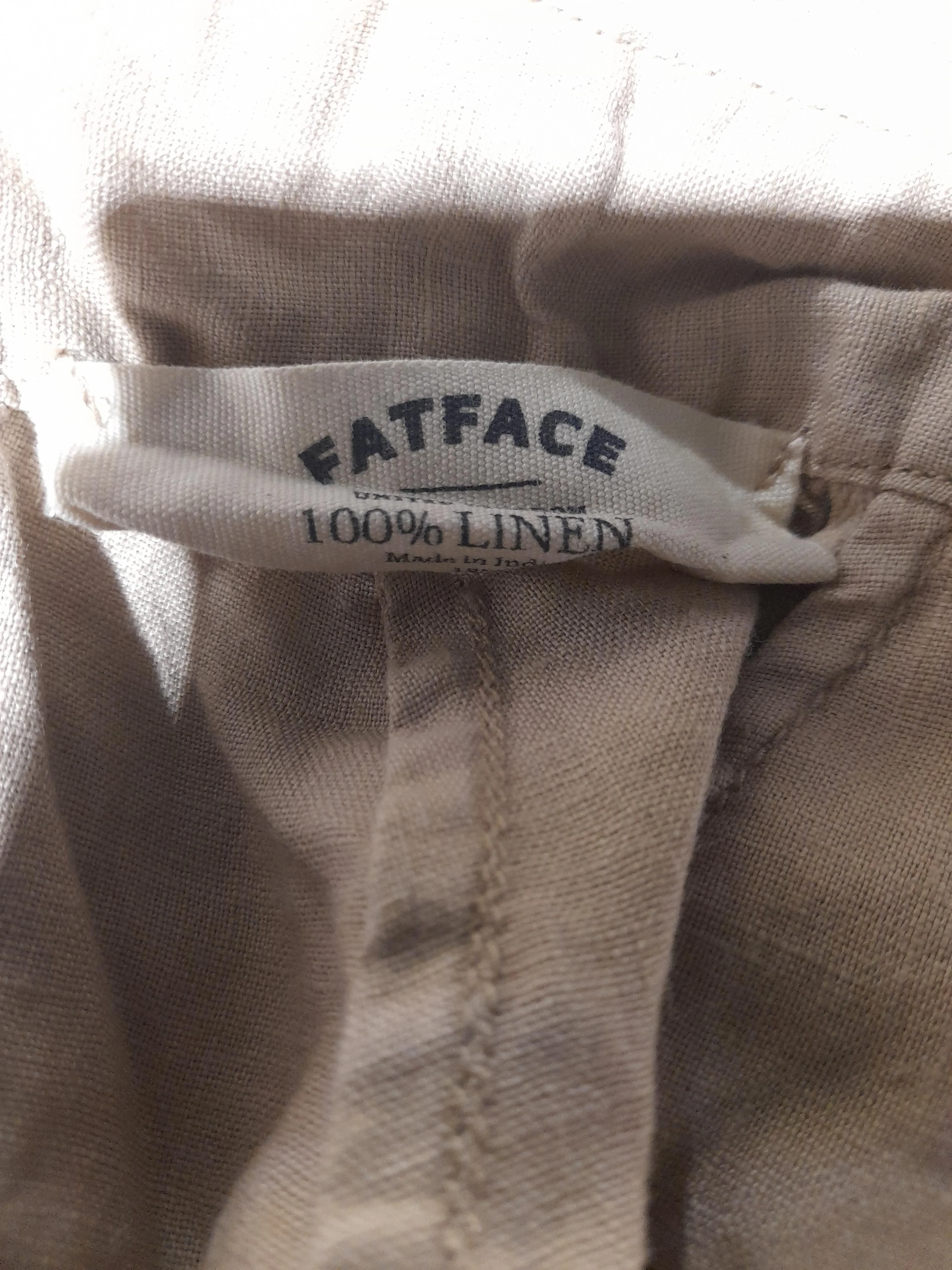 Fat Face Women's Trousers UK 18 Tan 100% Linen Wide-Leg Cropped - Image 6