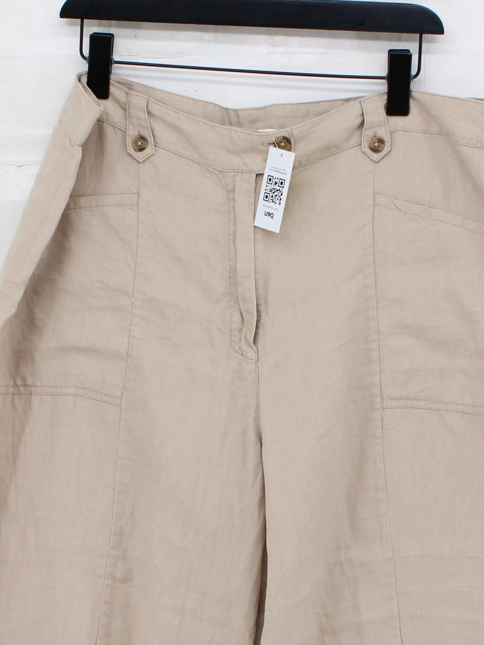 Fat Face Women's Trousers UK 18 Tan 100% Linen Wide-Leg Cropped - Image 3