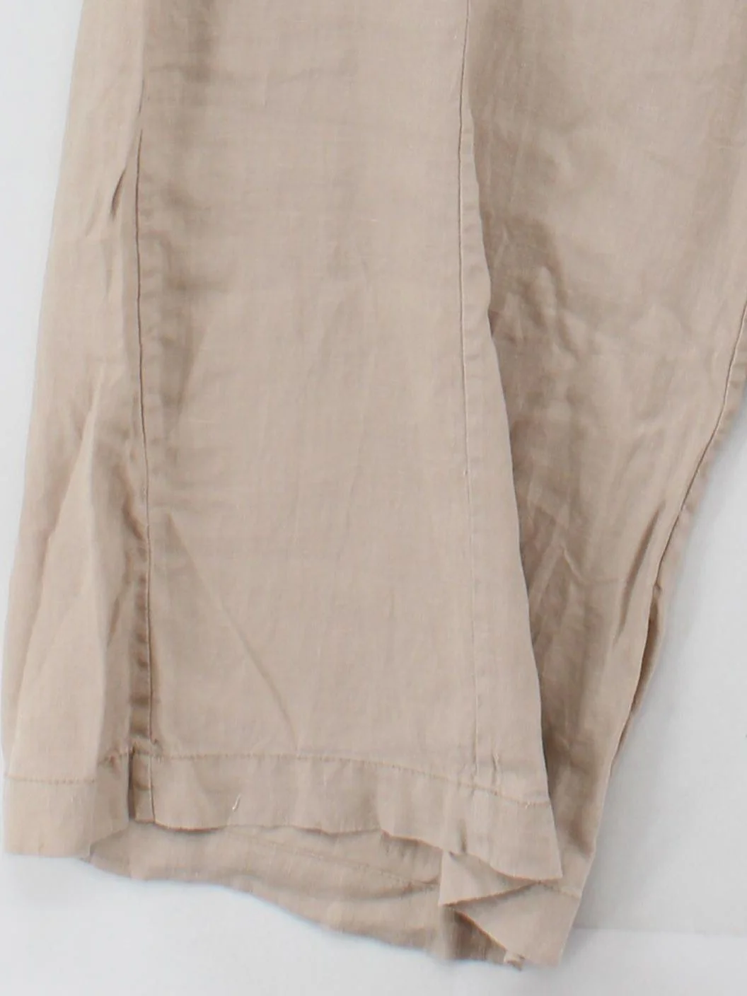 Fat Face Women's Trousers UK 18 Tan 100% Linen Wide-Leg Cropped - Image 4