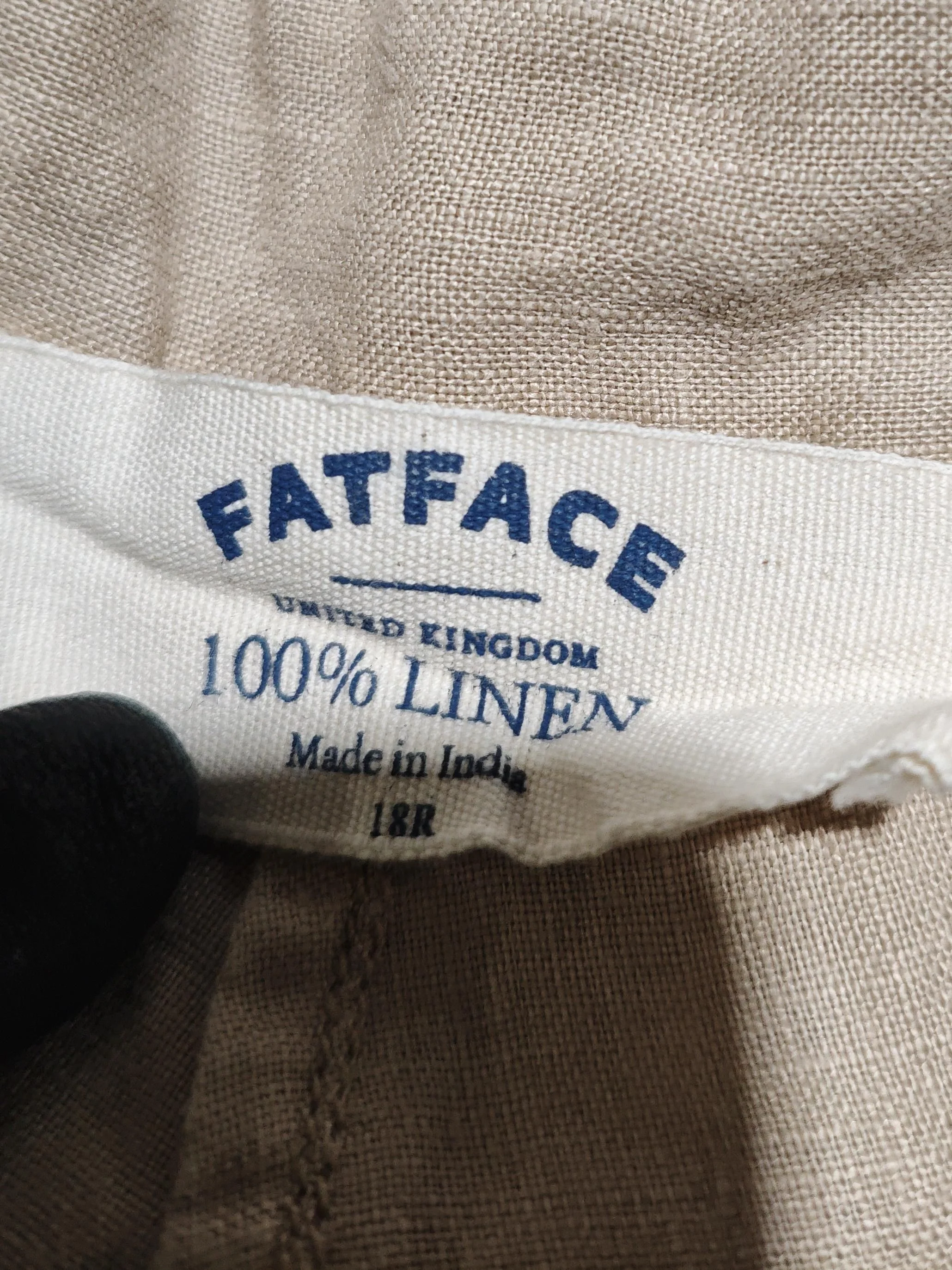 Fat Face Women's Trousers UK 18 Tan 100% Linen Wide-Leg Cropped - Image 5