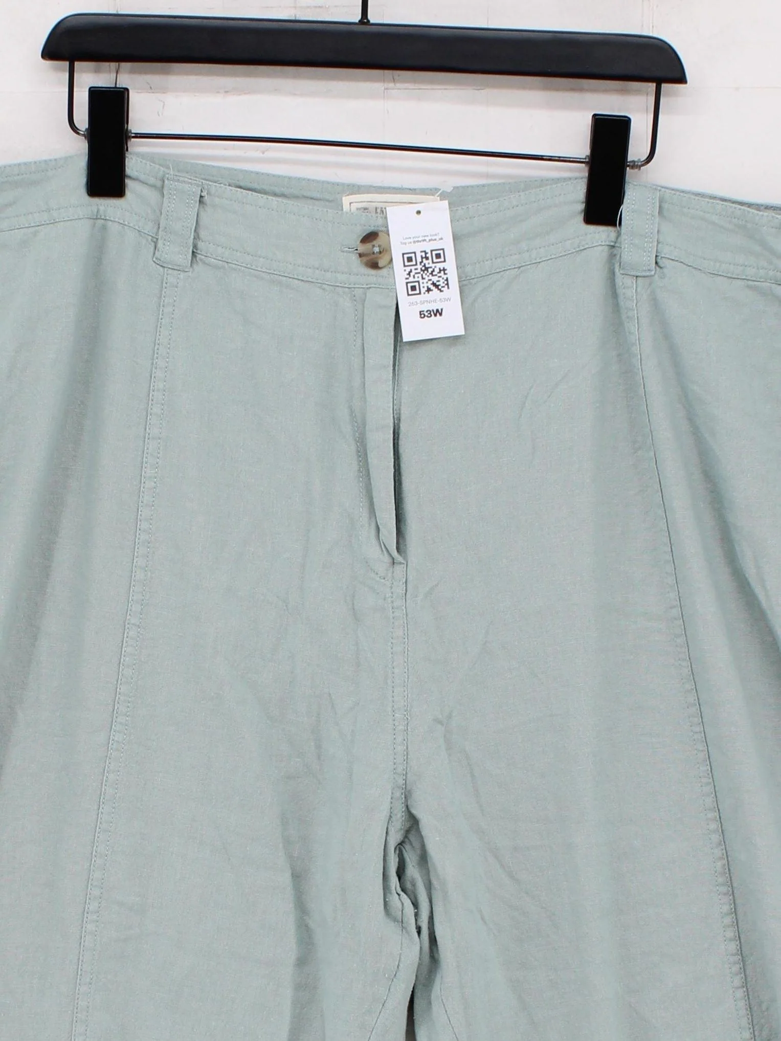 Fat Face Women's Trousers UK 22 Green Linen with Viscose Tapered Cropped - Image 3