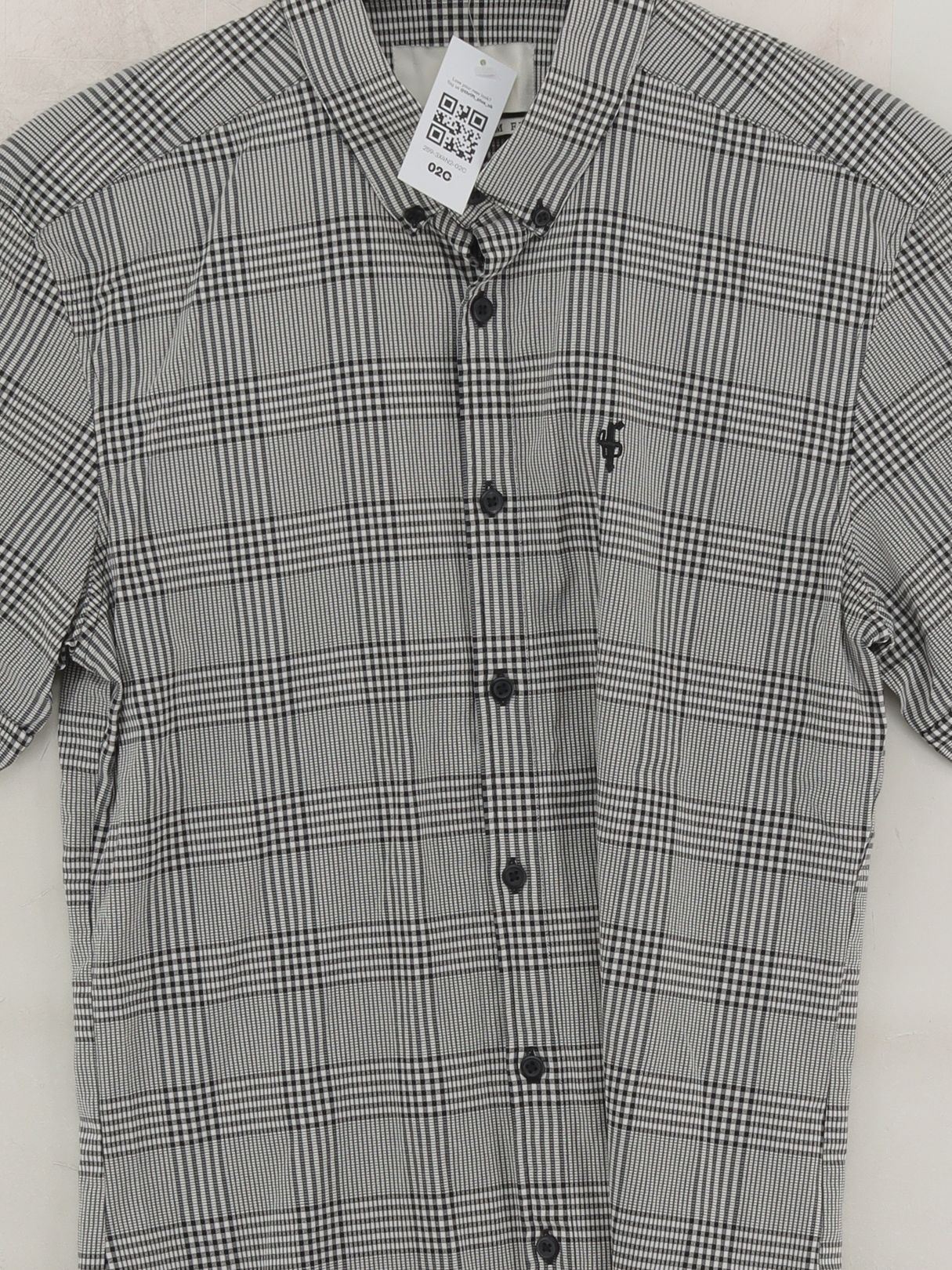 Father Sons Men's Shirt L Grey Checkered Viscose with Polyester, Elastane Basic - Image 3
