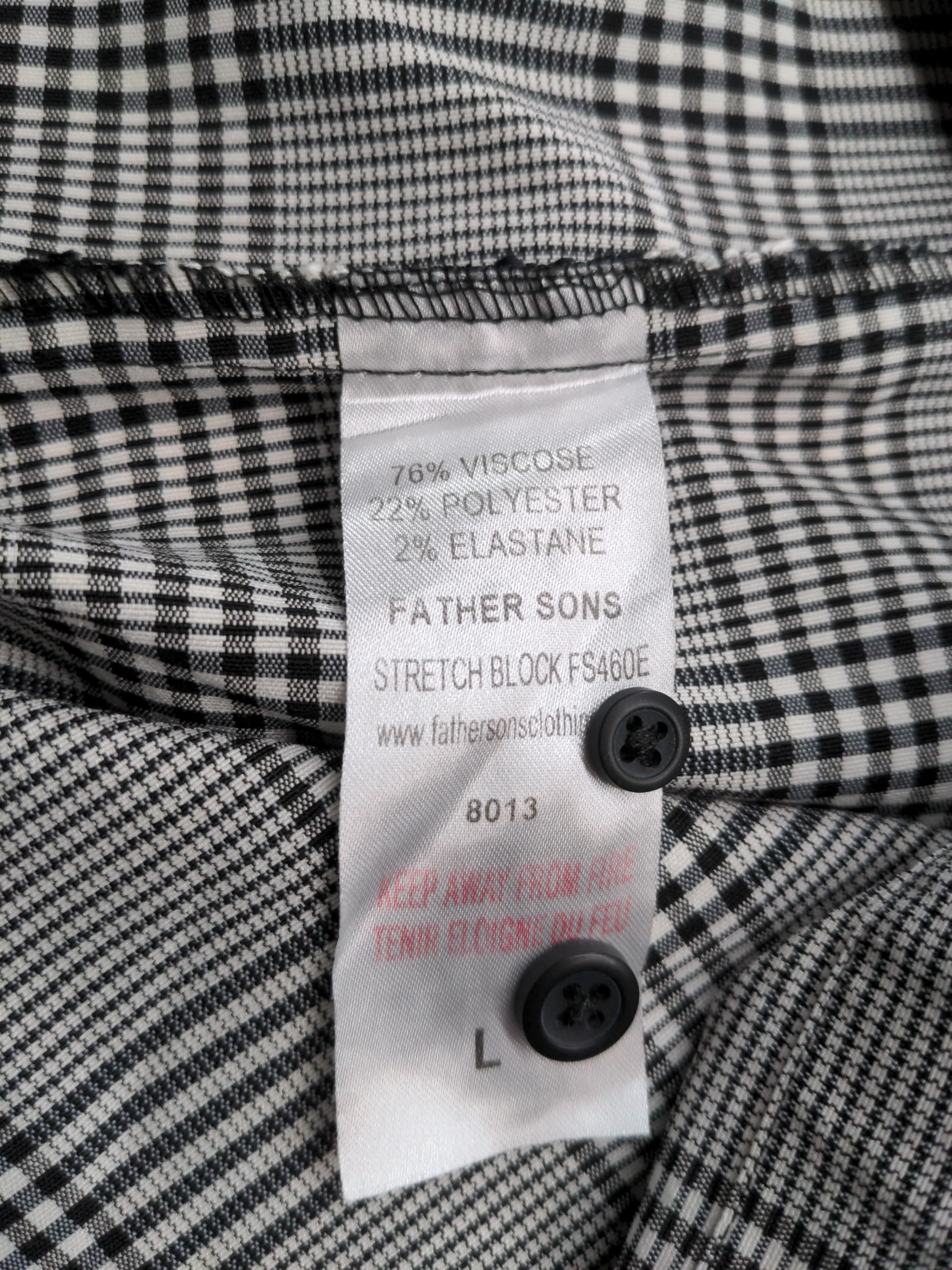 Father Sons Men's Shirt L Grey Checkered Viscose with Polyester, Elastane Basic - Image 6
