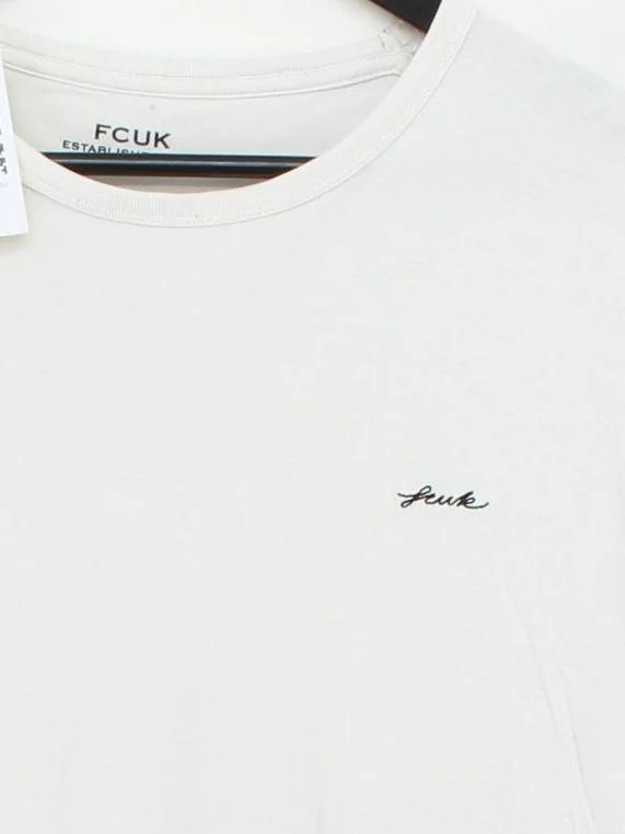Fcuk Men's T-Shirt L White 100% Cotton Basic - Image 3