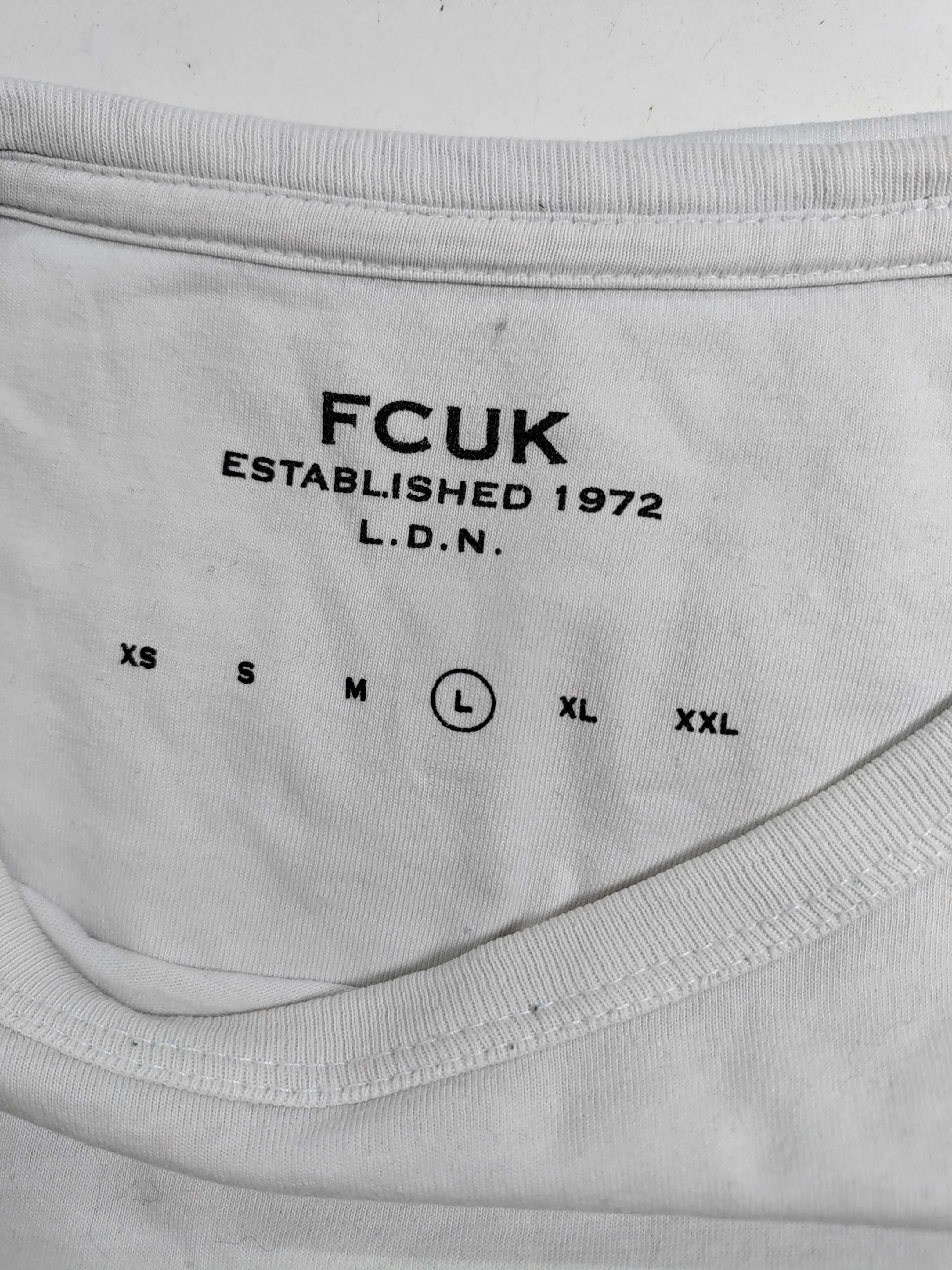 Fcuk Men's T-Shirt L White 100% Cotton Basic - Image 5