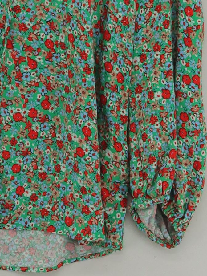Feather Bone Women's Blouse M Multi Floral 100% Viscose 3/4 Sleeve V-Neck Basic - Image 4