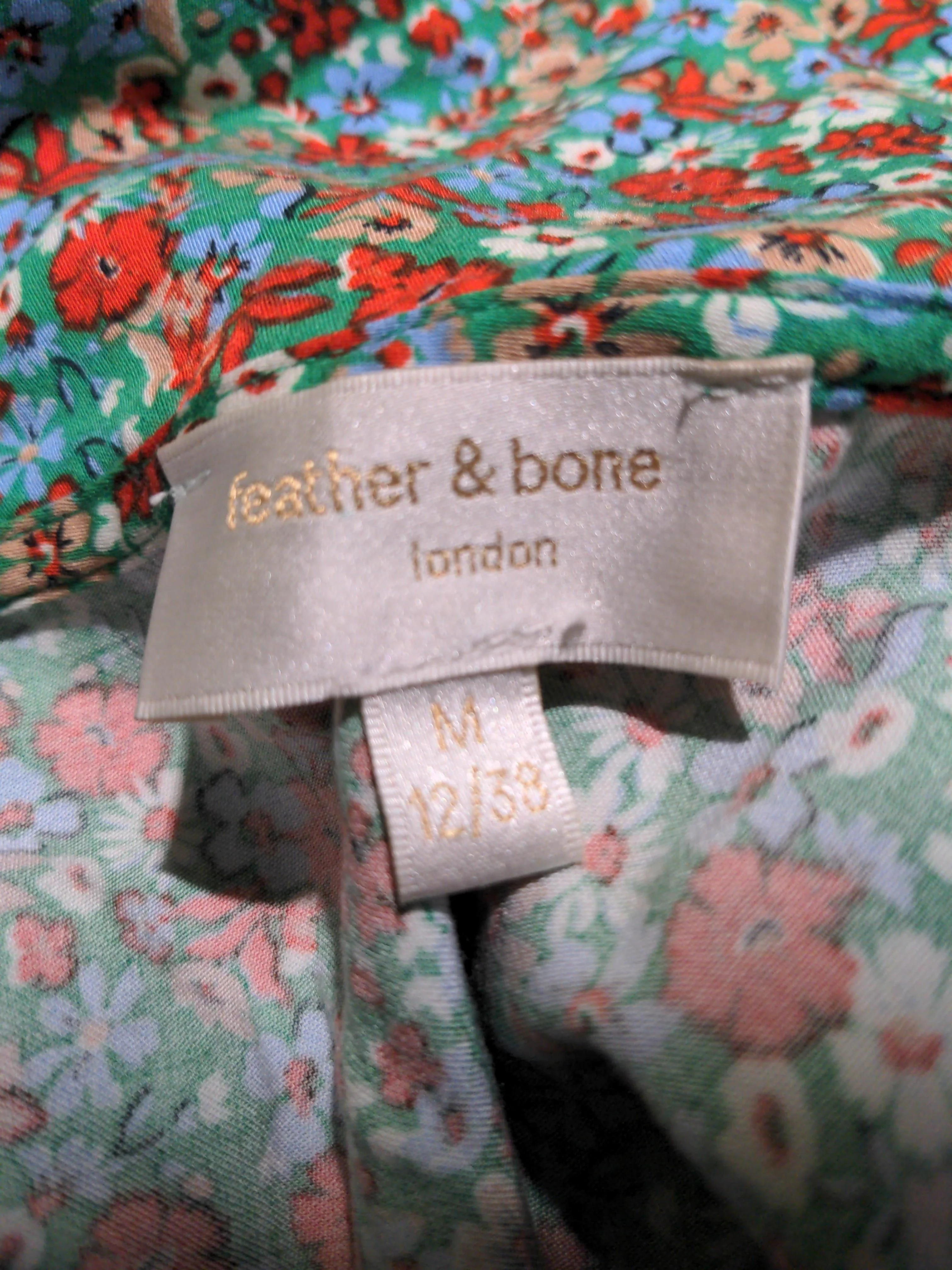 Feather Bone Women's Blouse M Multi Floral 100% Viscose 3/4 Sleeve V-Neck Basic - Image 5