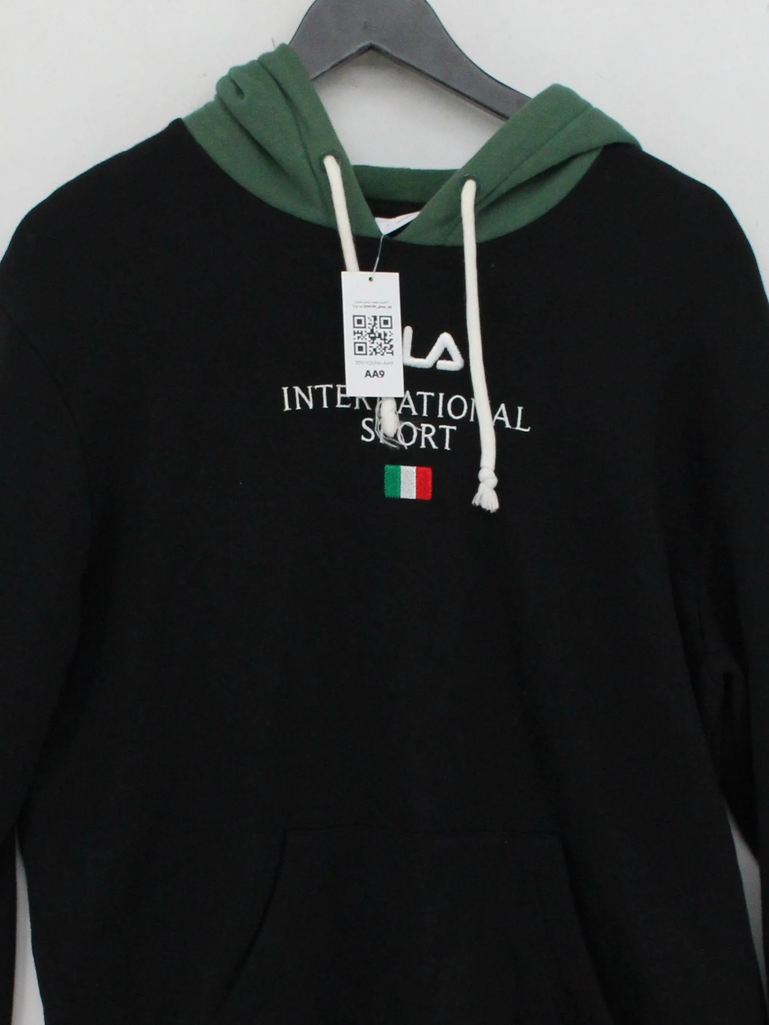 Fila Men's Hoodie M Black Graphic Cotton with Polyester Pullover - Image 3