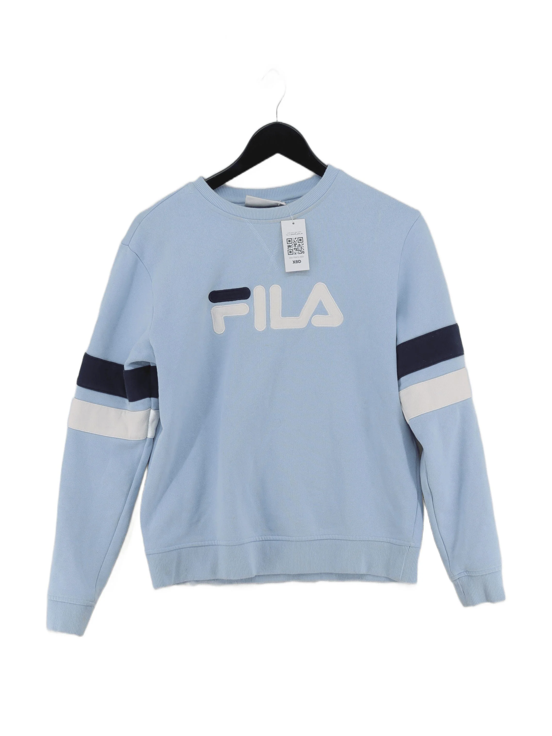 Fila Men's Hoodie M Blue Graphic Cotton with Polyester Pullover
