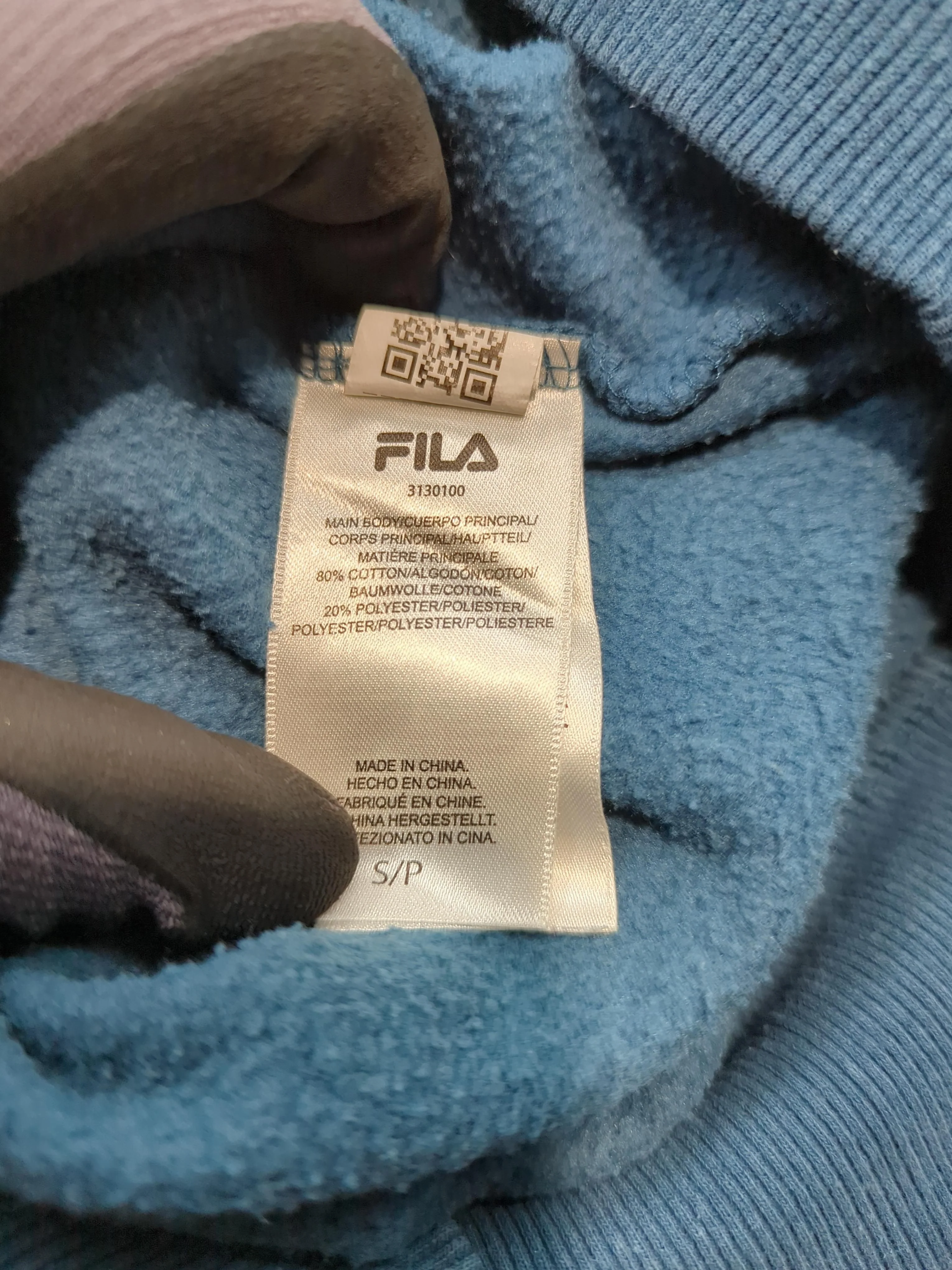 Fila Men's Hoodie S Blue Cotton with Polyester Pullover - Image 7