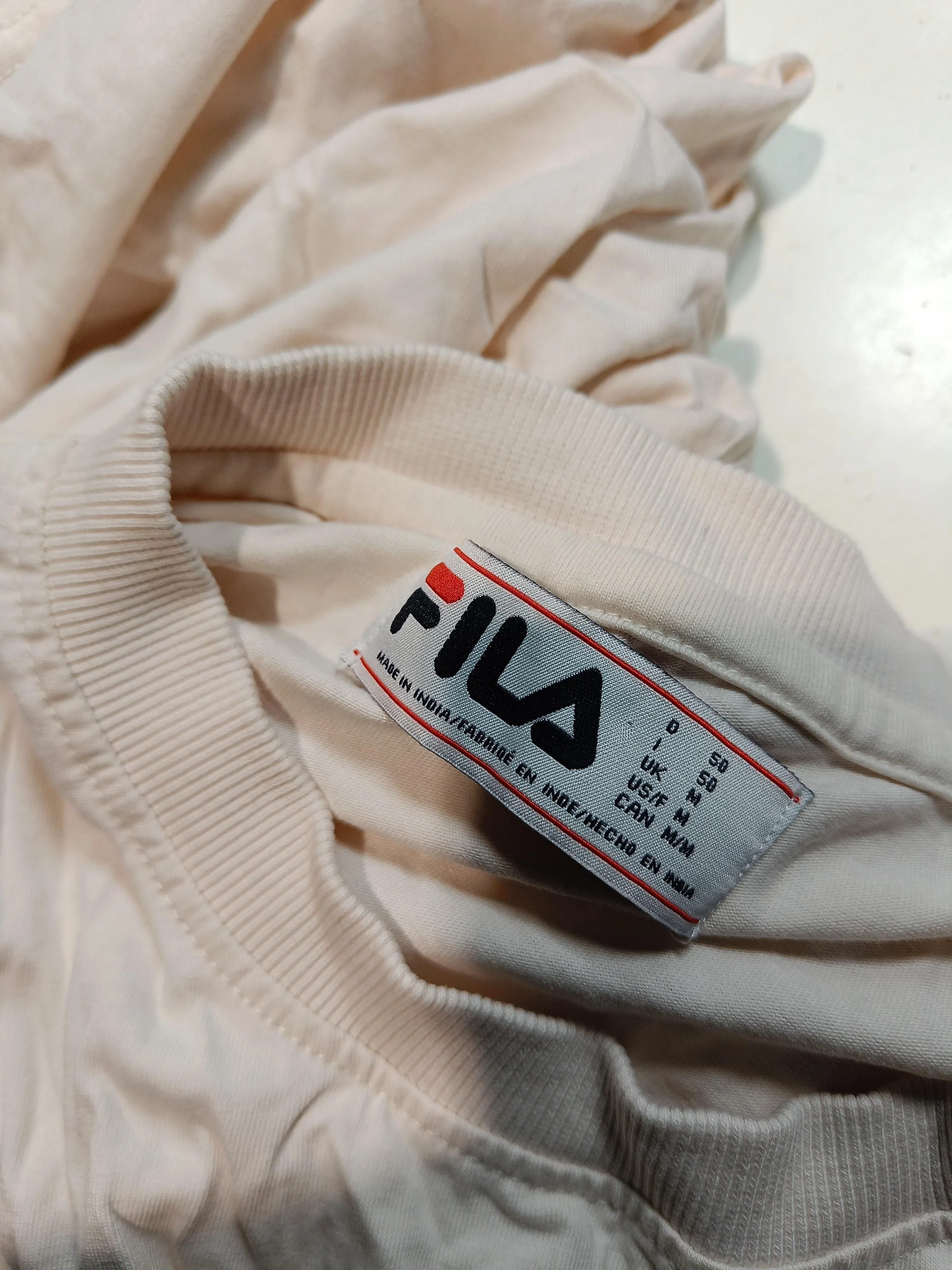 Fila Men's T-Shirt M Cream Graphic 100% Cotton Basic - Image 6