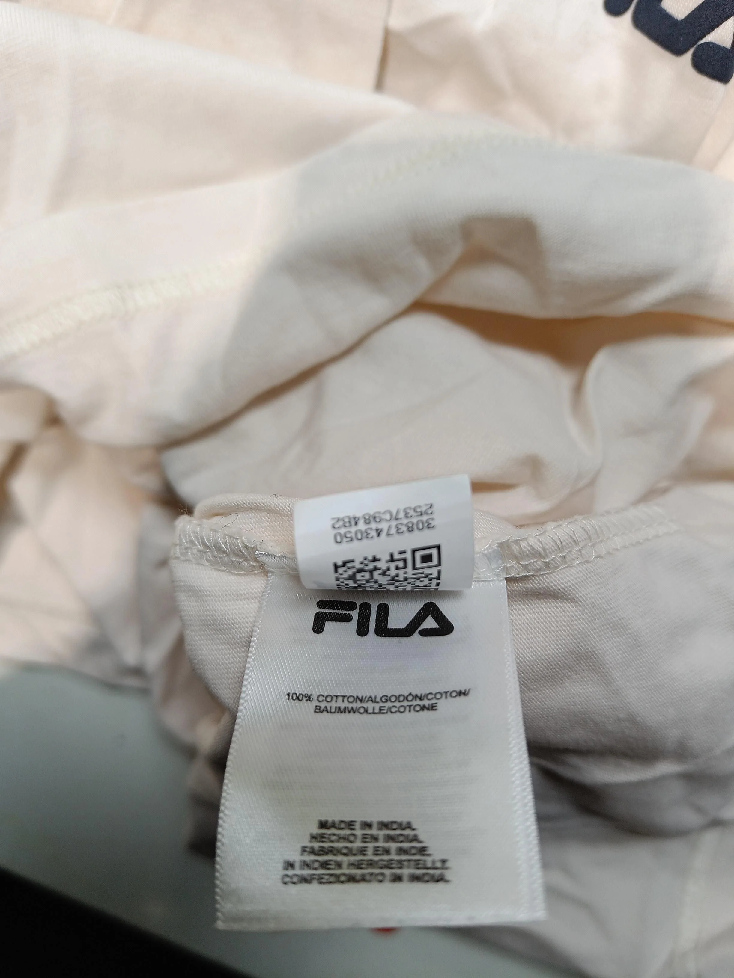 Fila Men's T-Shirt M Cream Graphic 100% Cotton Basic - Image 7