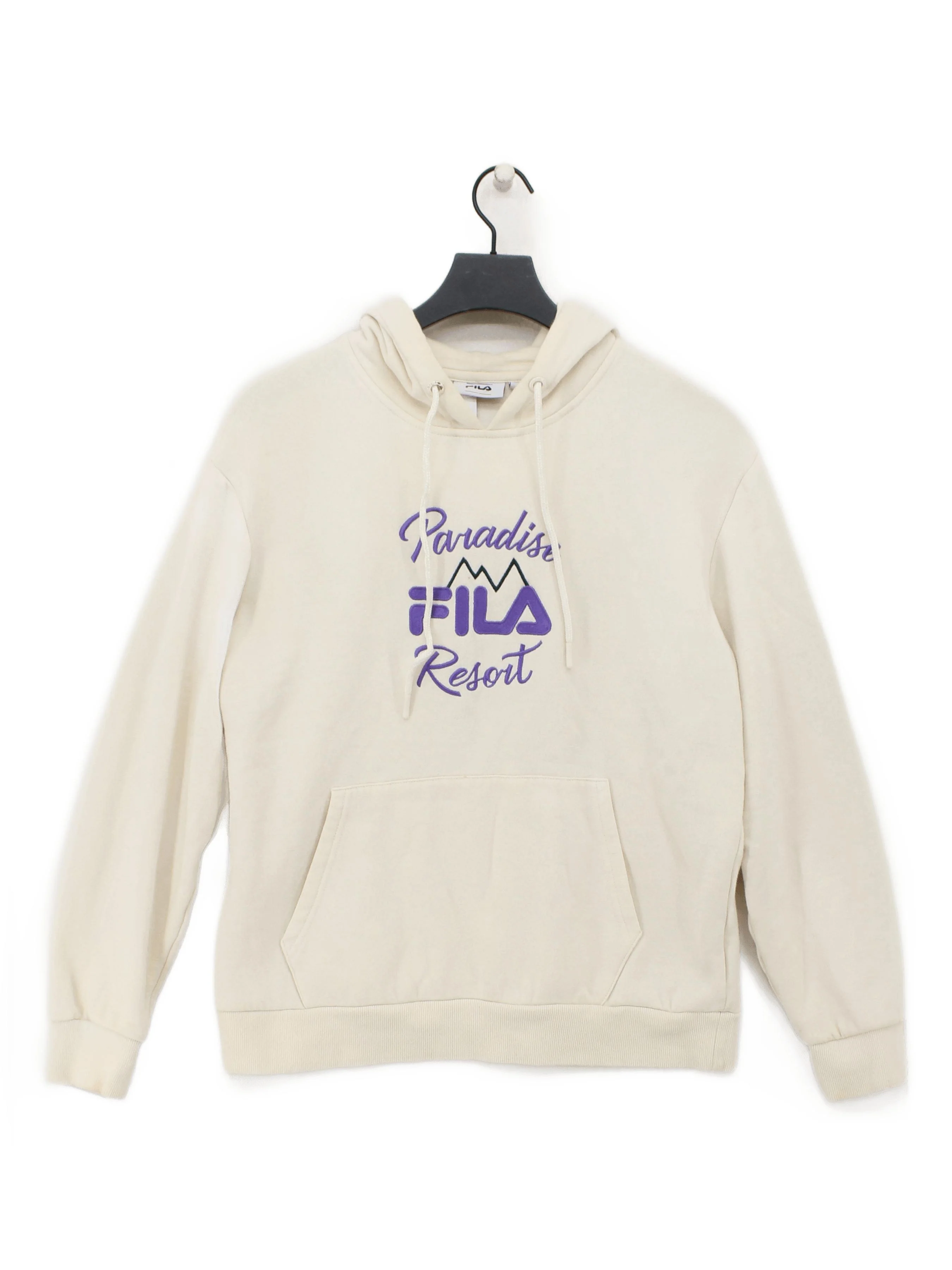 Fila Women's Hoodie S Cream Graphic Cotton with Polyester Pullover
