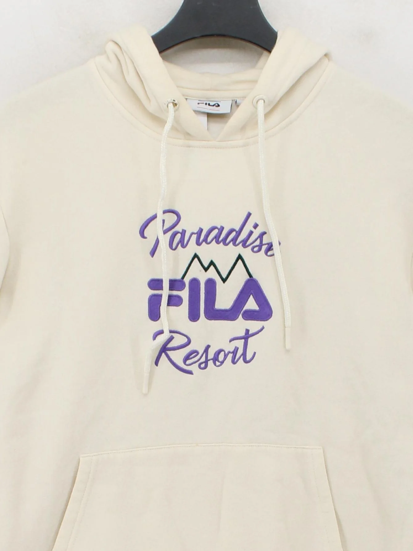 Fila Women's Hoodie S Cream Graphic Cotton with Polyester Pullover - Image 3