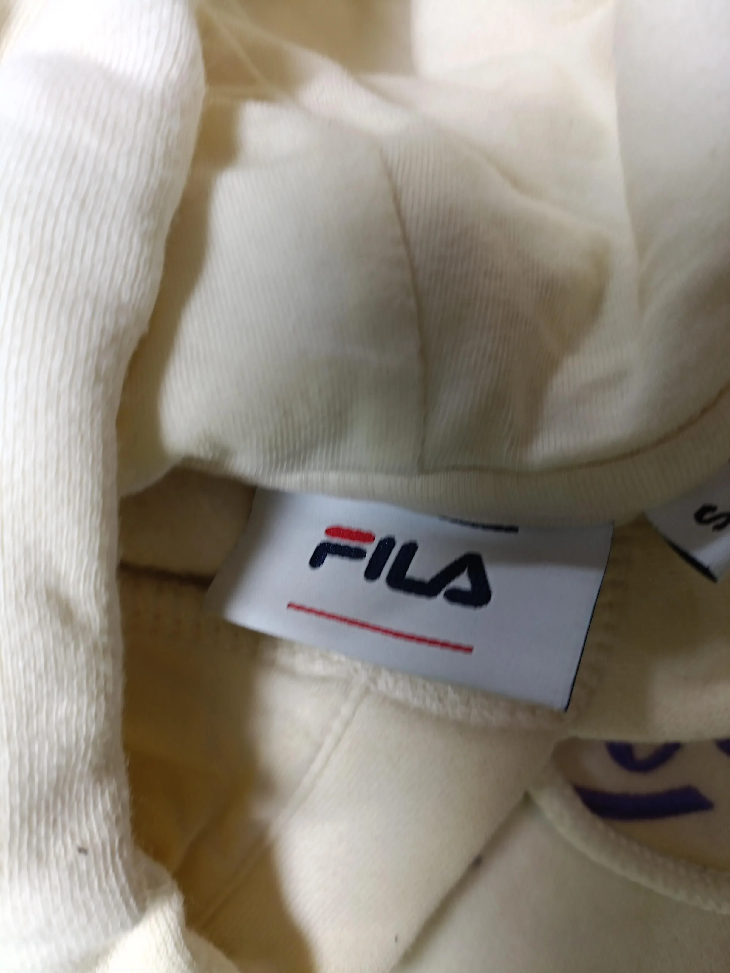 Fila Women's Hoodie S Cream Graphic Cotton with Polyester Pullover - Image 6