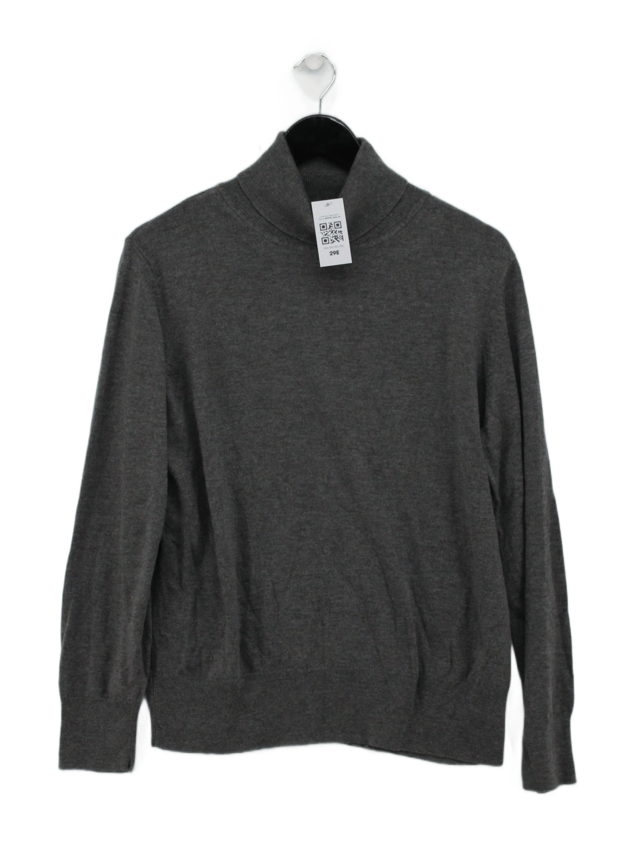 Finery Men's Jumper L Grey Rayon with Nylon, Wool Roll Neck Pullover