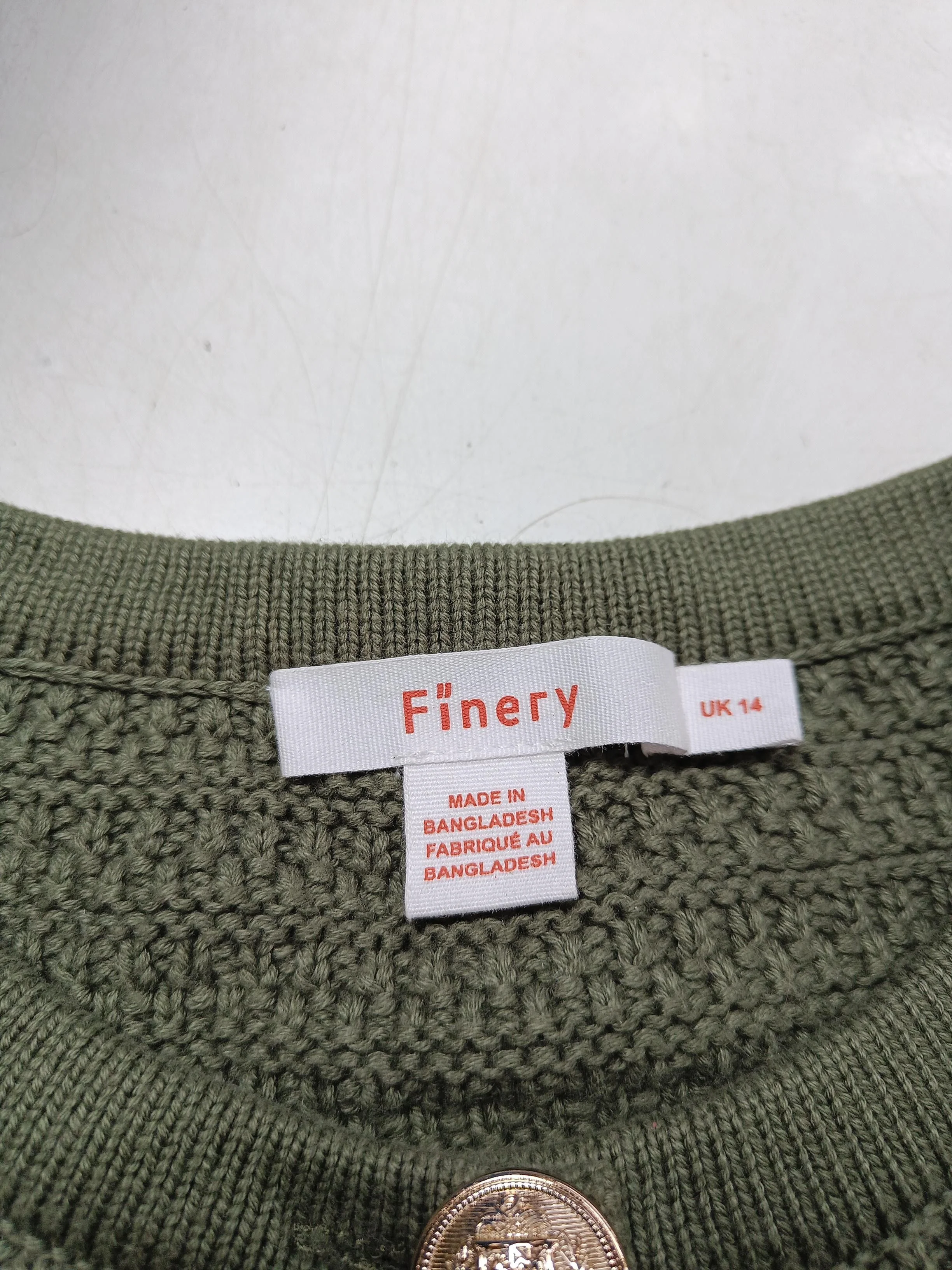 Finery Women's Cardigan UK 14 Green 100% Cotton Round Neck Cardigan - Image 5