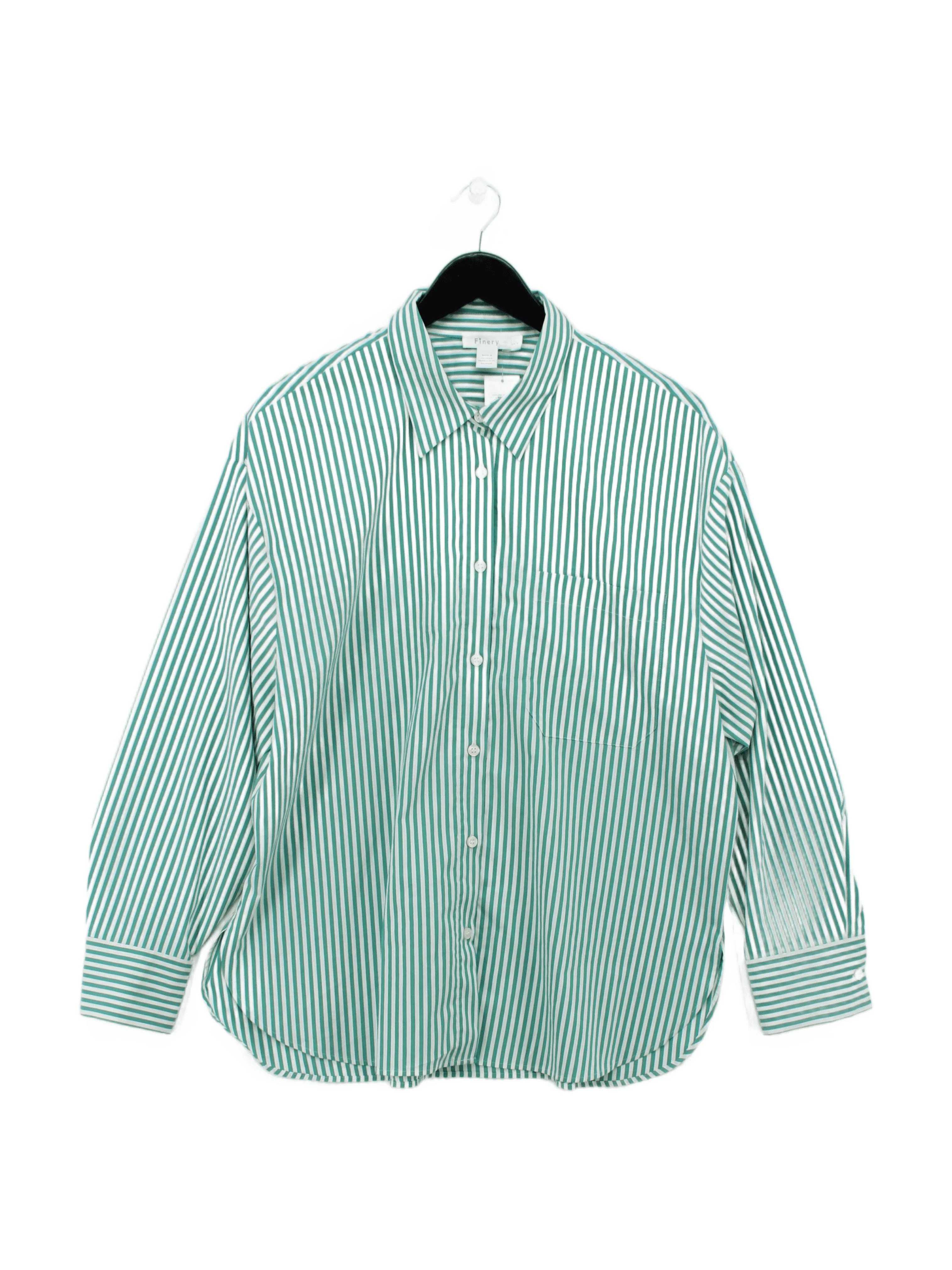 Finery Women's Shirt UK 16 Green Cotton with Polyester, Elastane Basic