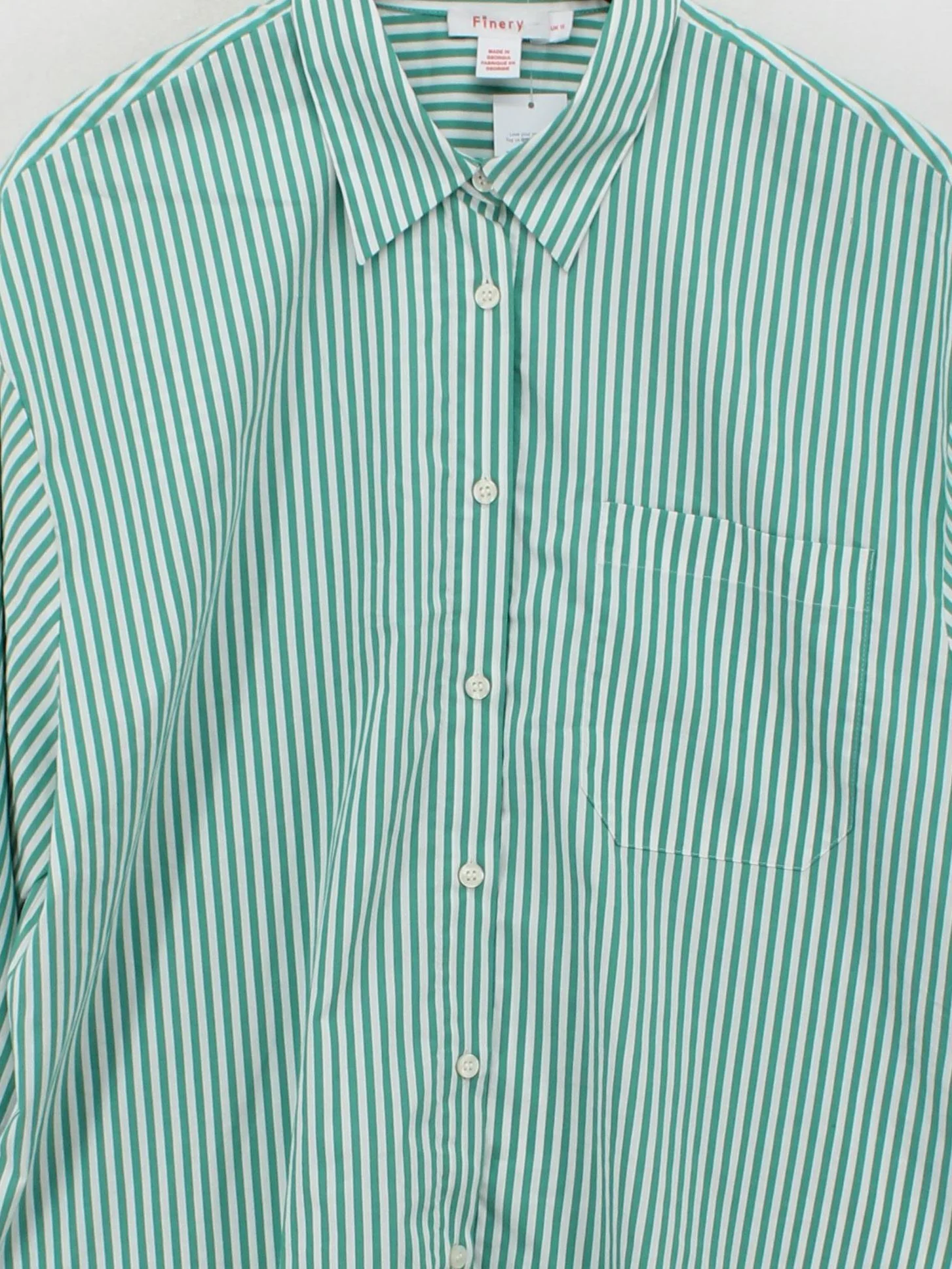 Finery Women's Shirt UK 16 Green Cotton with Polyester, Elastane Basic - Image 3