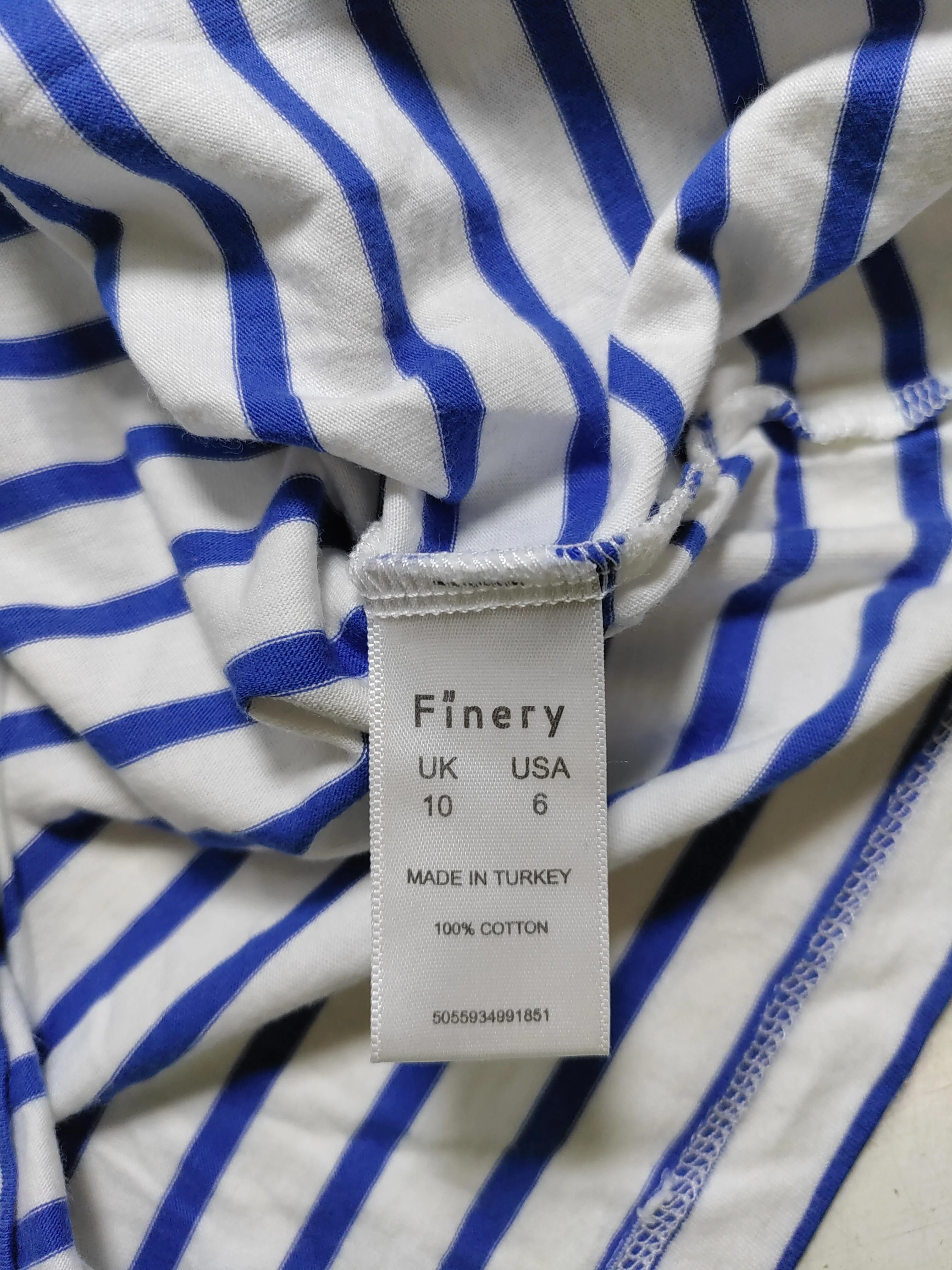 Finery Women's T-Shirt S Multi Striped 100% Cotton Short Sleeve Round Neck Basic - Image 7