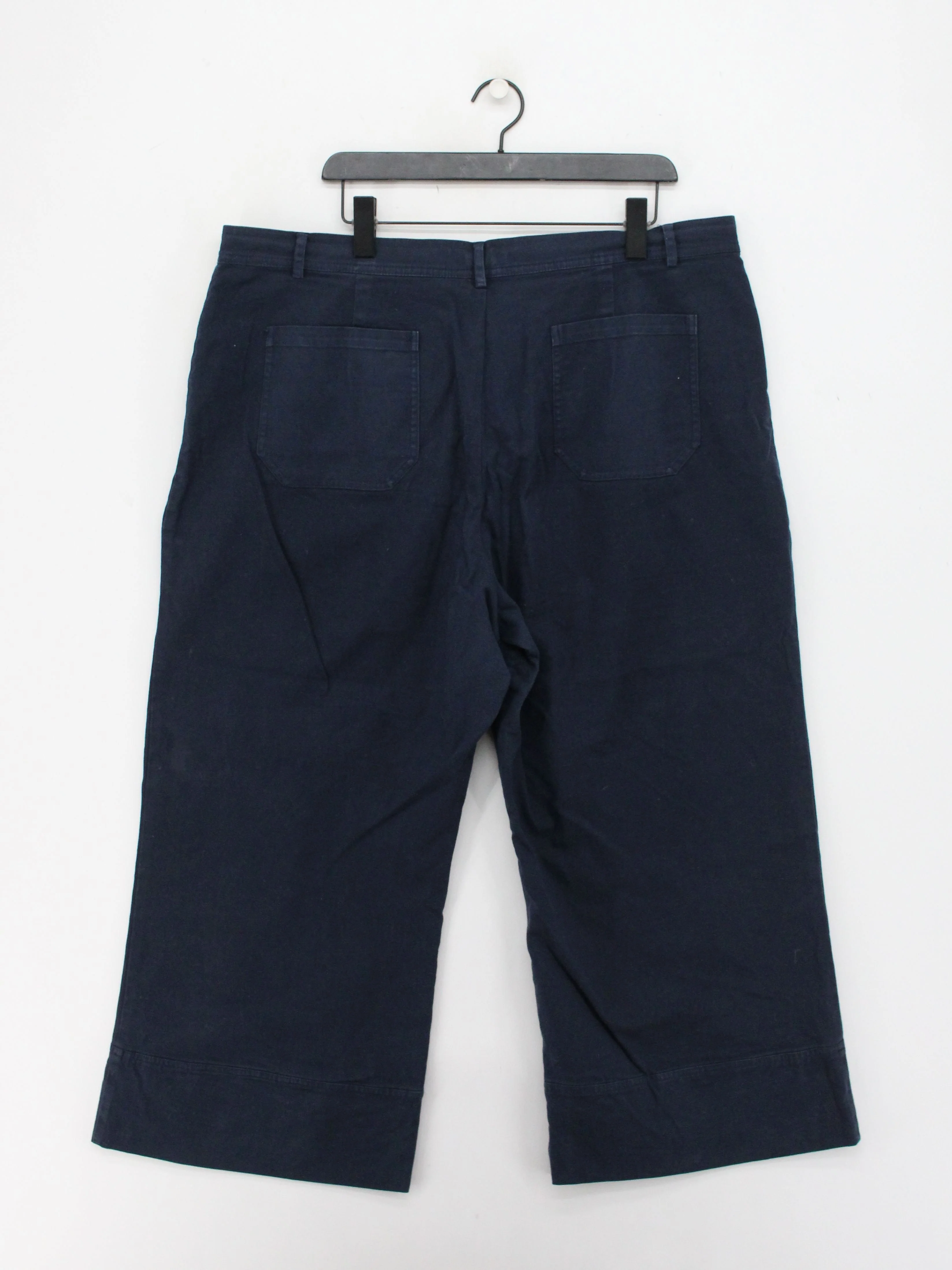 Finery Women's Trousers UK 20 Blue Cotton with Elastane Wide-Leg Cropped - Image 2