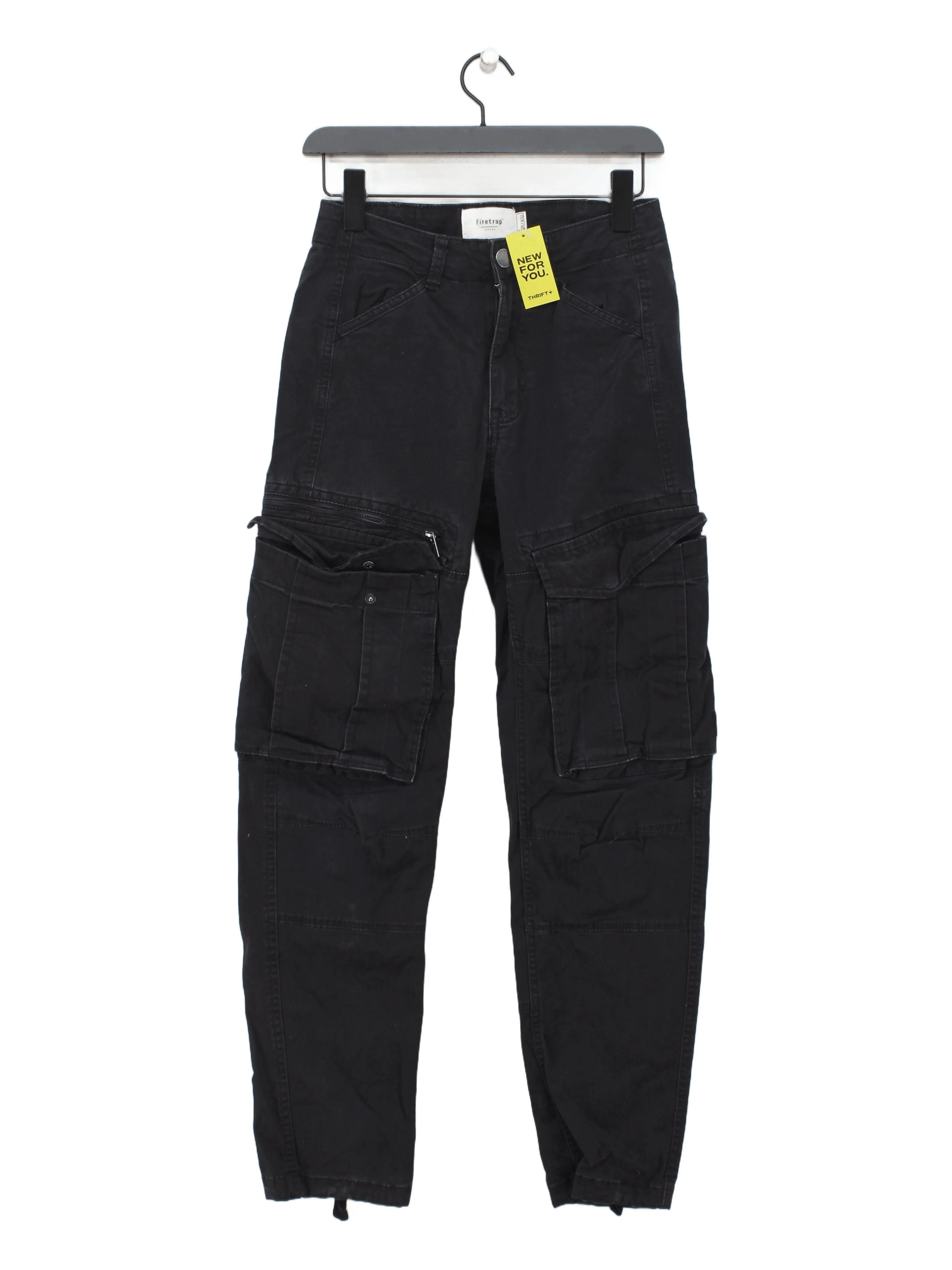 Firetrap Men's Trousers W 28 in Black Cotton with Elastane Cargo