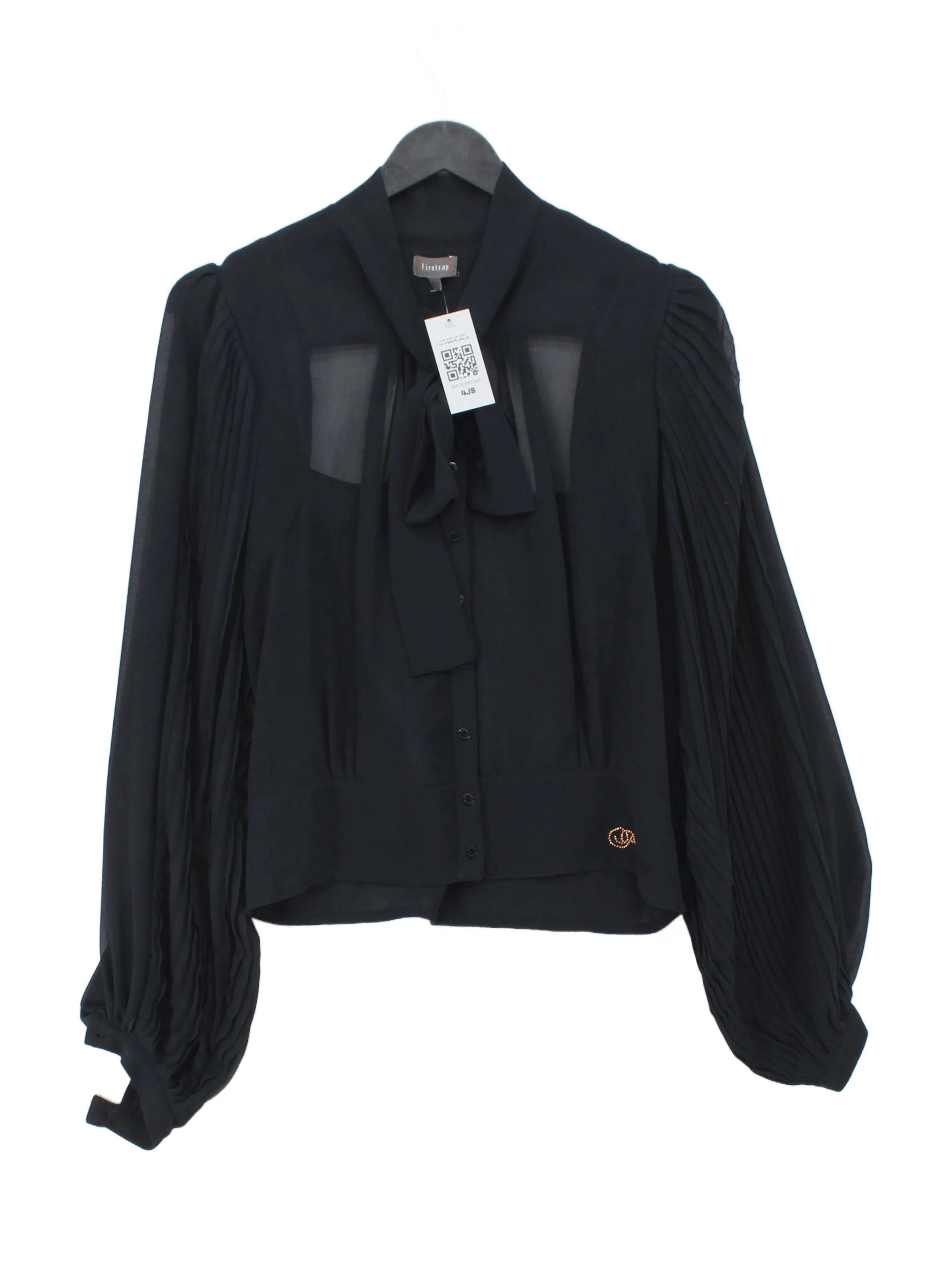 Firetrap Women's Blouse M Black 100% Other Long Sleeve Collared Basic