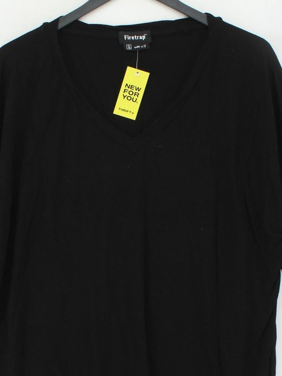 Firetrap Women's T-Shirt L Black 100% Lyocell Modal Short Sleeve V-Neck Basic - Image 3