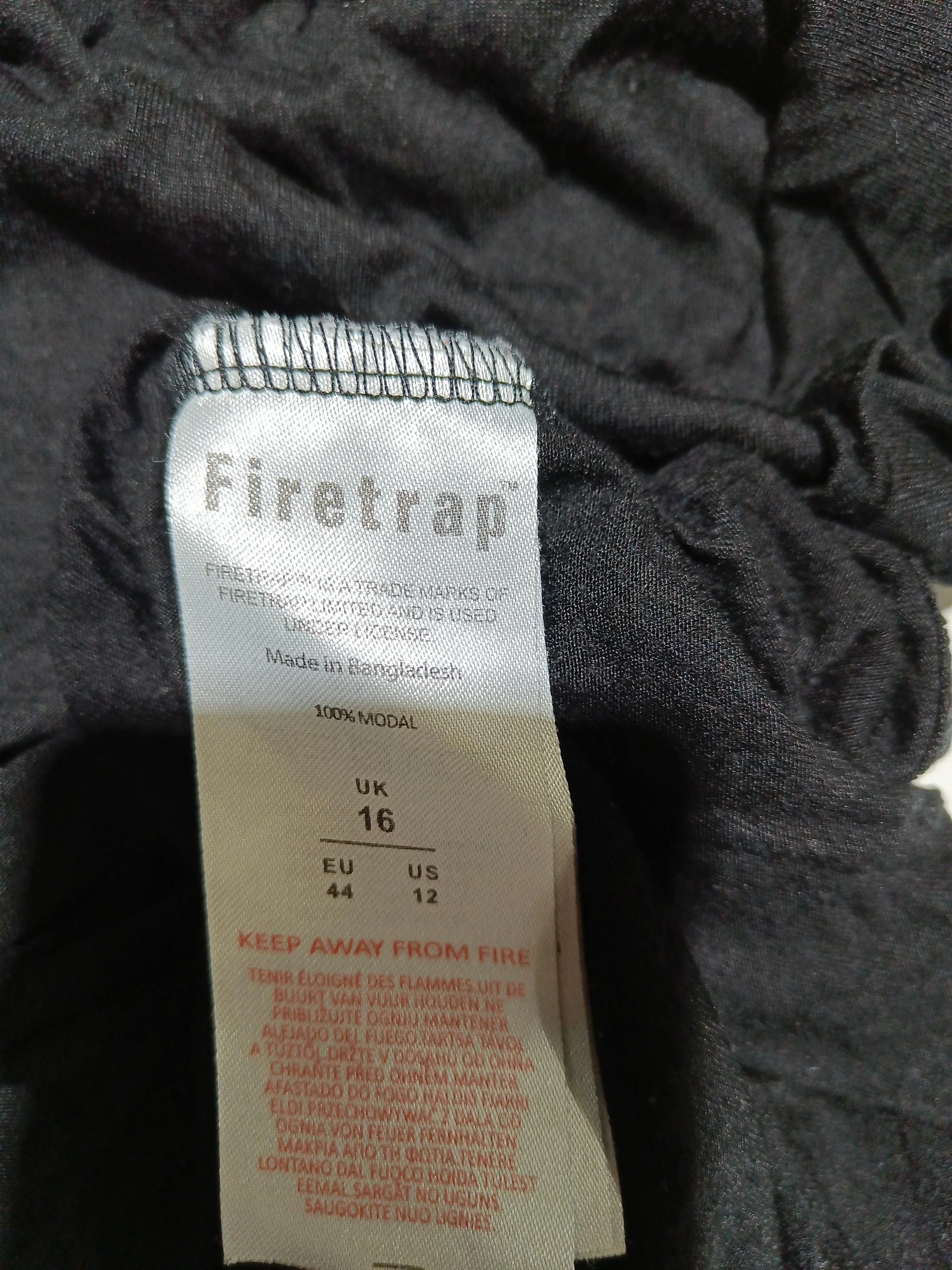 Firetrap Women's T-Shirt L Black 100% Lyocell Modal Short Sleeve V-Neck Basic - Image 6