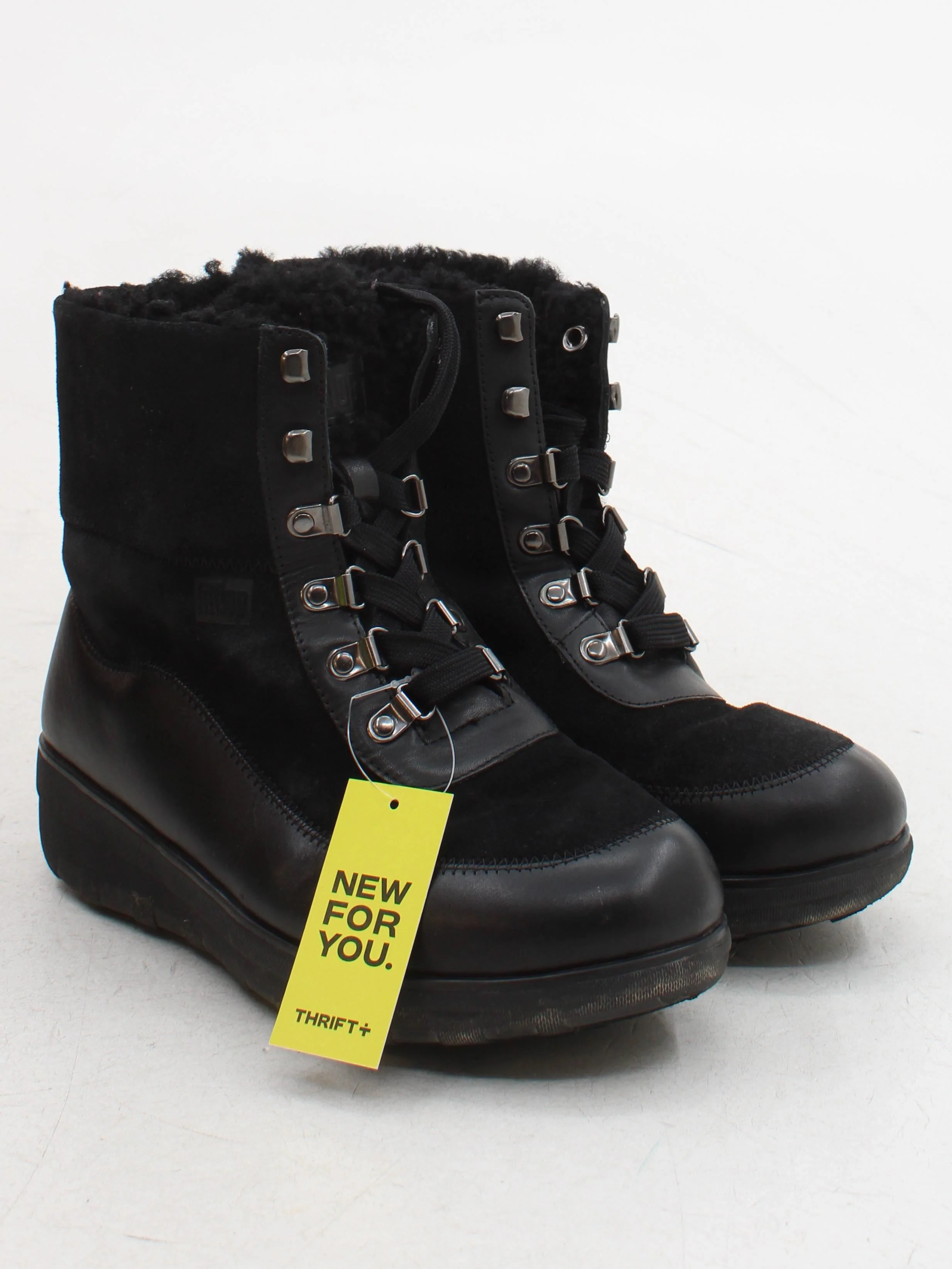 FitFlop Men's Boots UK 6 Black Leather with Suede Combat - Image 4