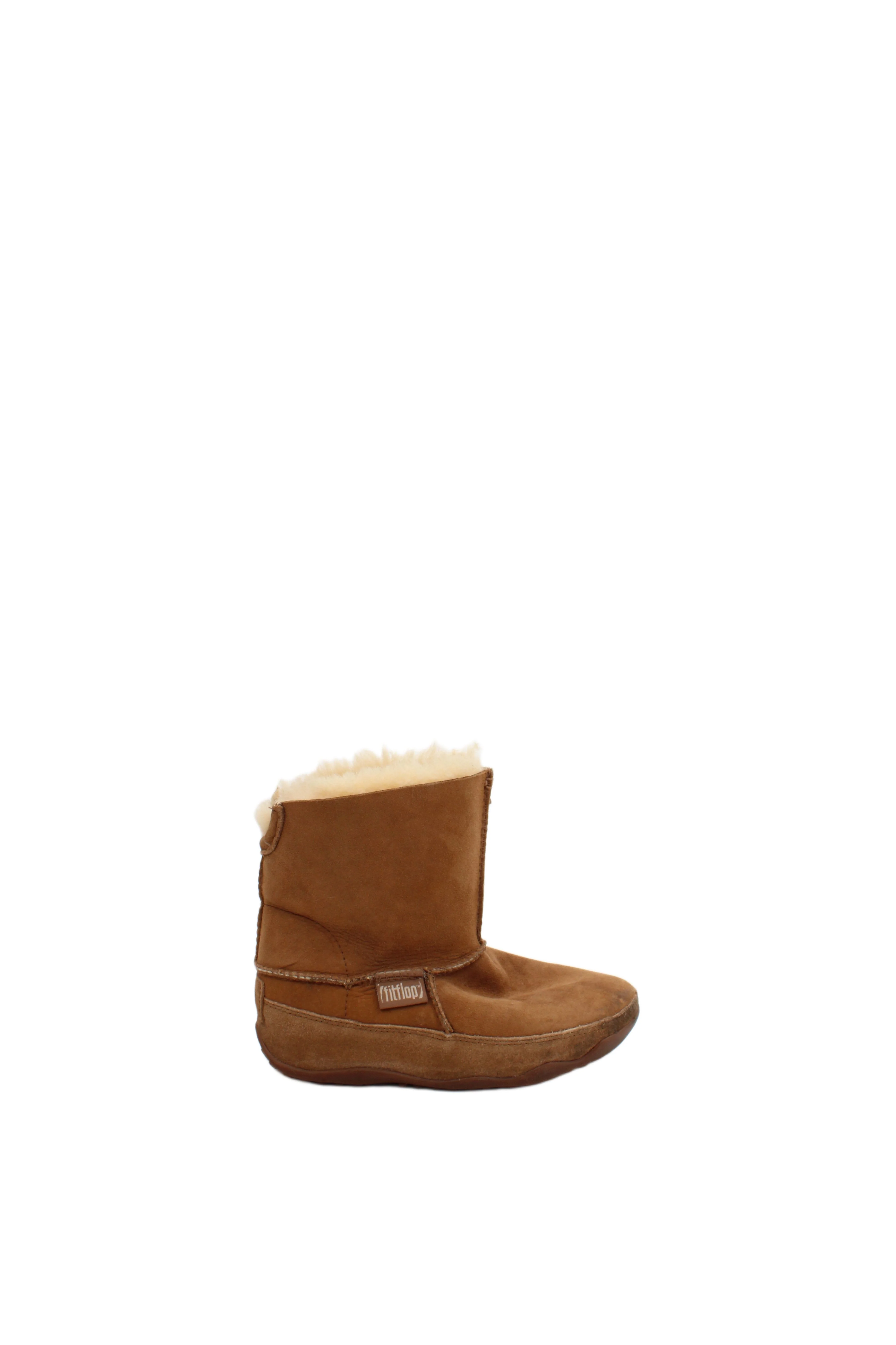 FitFlop Women's Boots UK 2 Tan Suede with Faux Fur Platform
