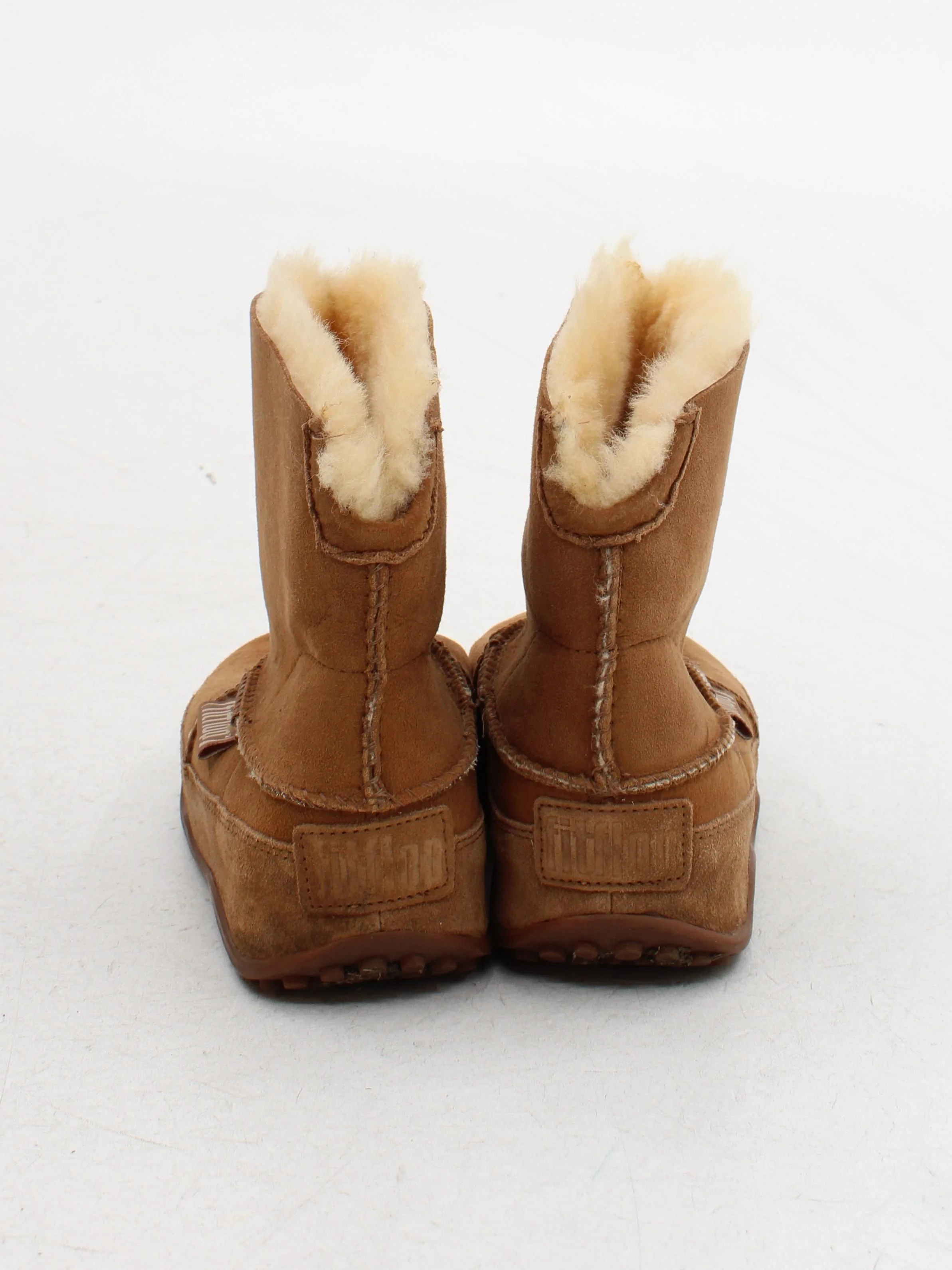 FitFlop Women's Boots UK 2 Tan Suede with Faux Fur Platform - Image 3