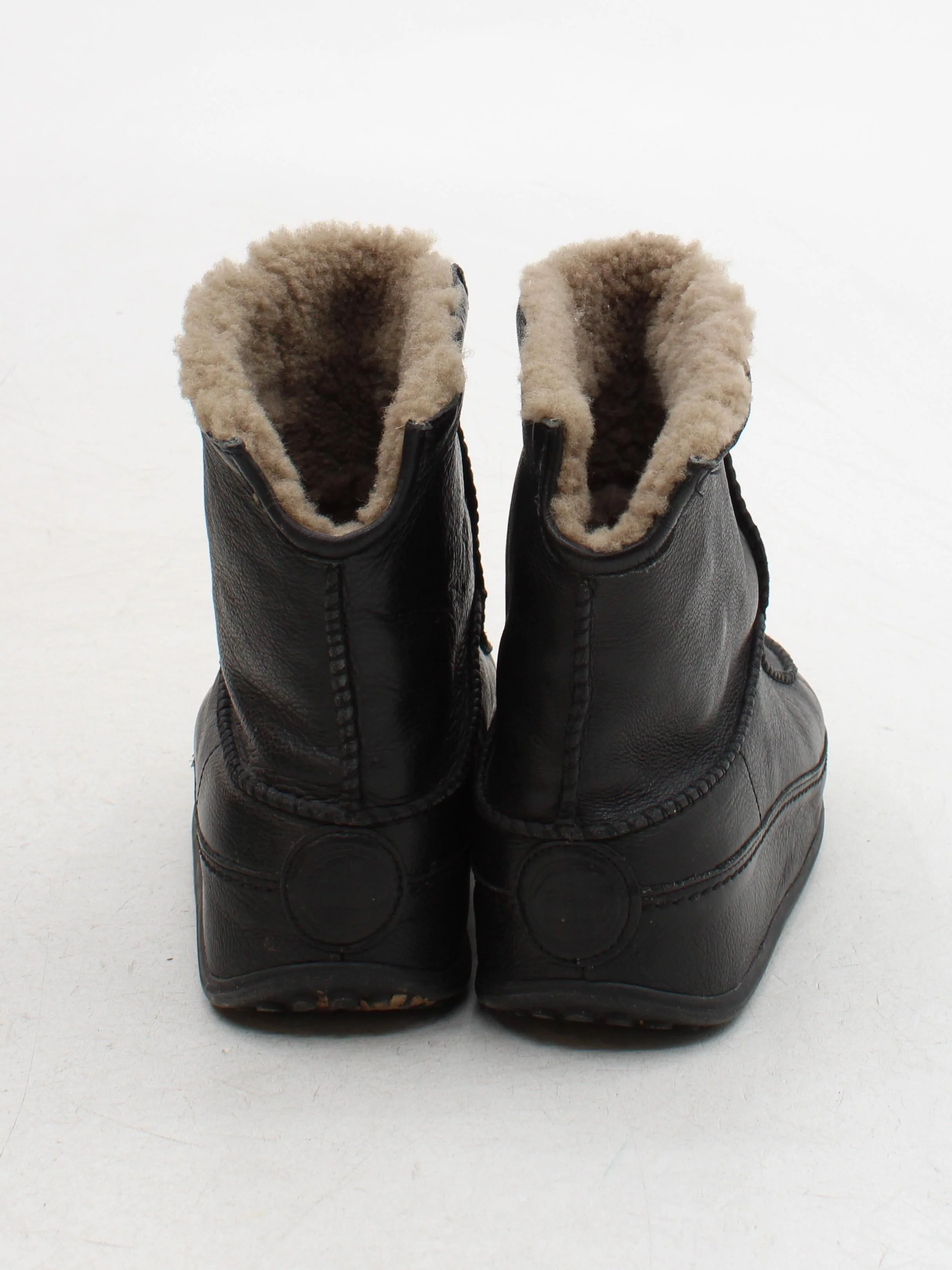 FitFlop Women's Boots UK 5 Black Leather with Faux Fur Combat - Image 3