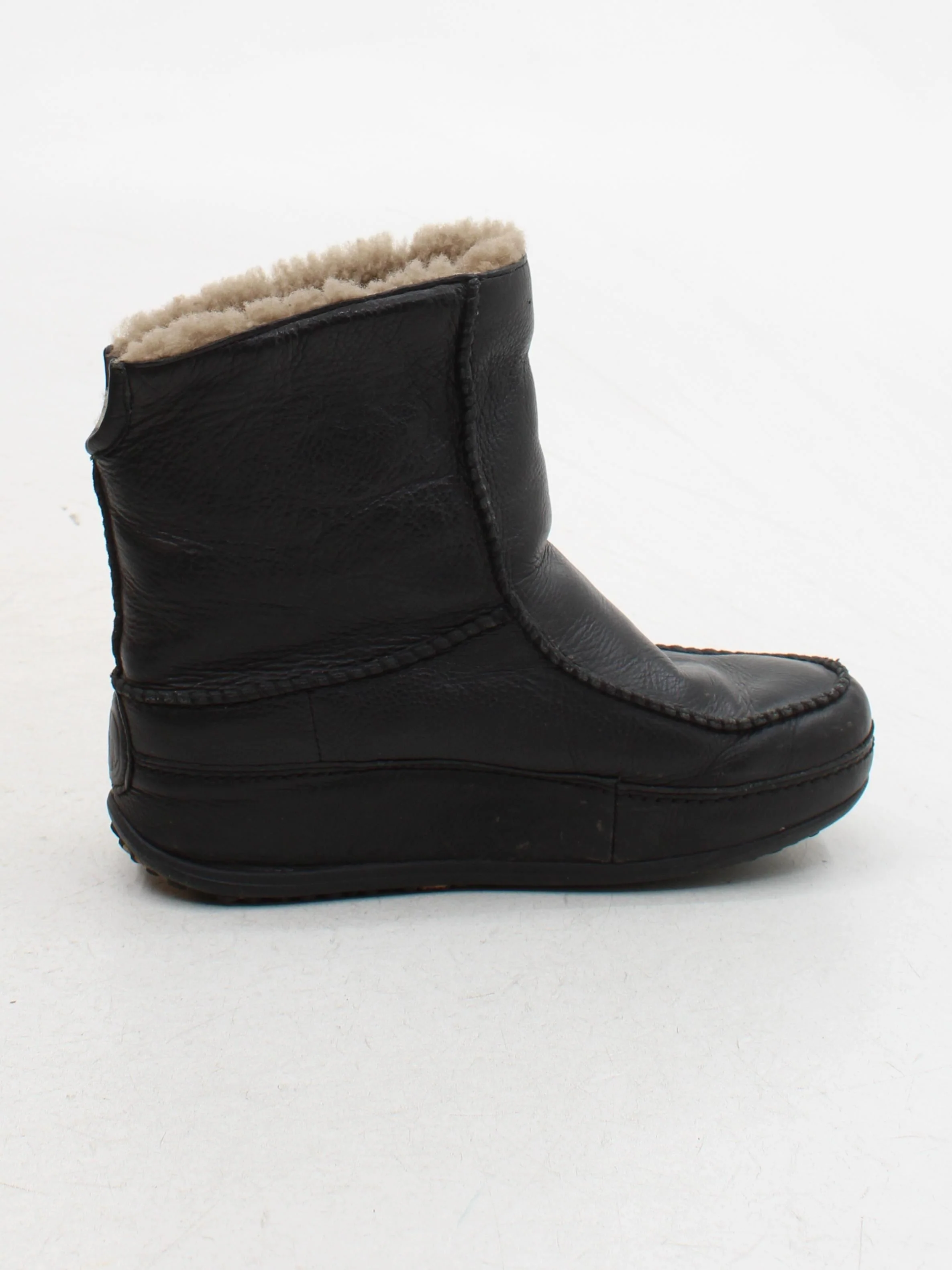 FitFlop Women's Boots UK 5 Black Leather with Faux Fur Combat - Image 5