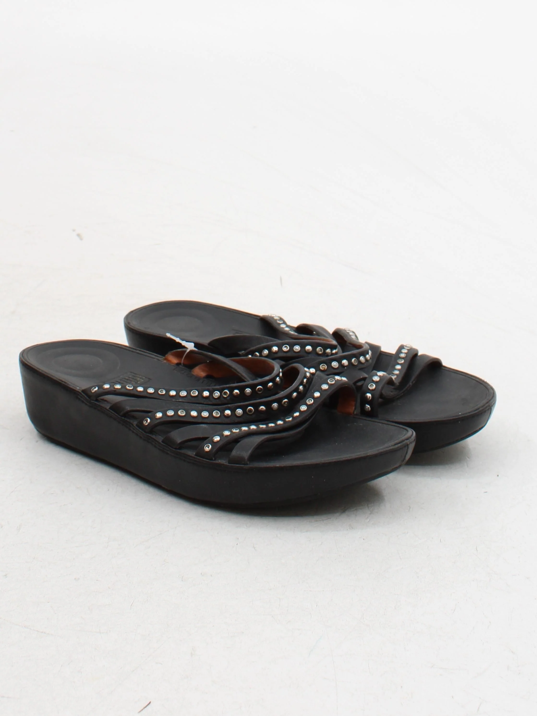 FitFlop Women's Sandals UK 4 Black 100% Leather Slider - Image 4