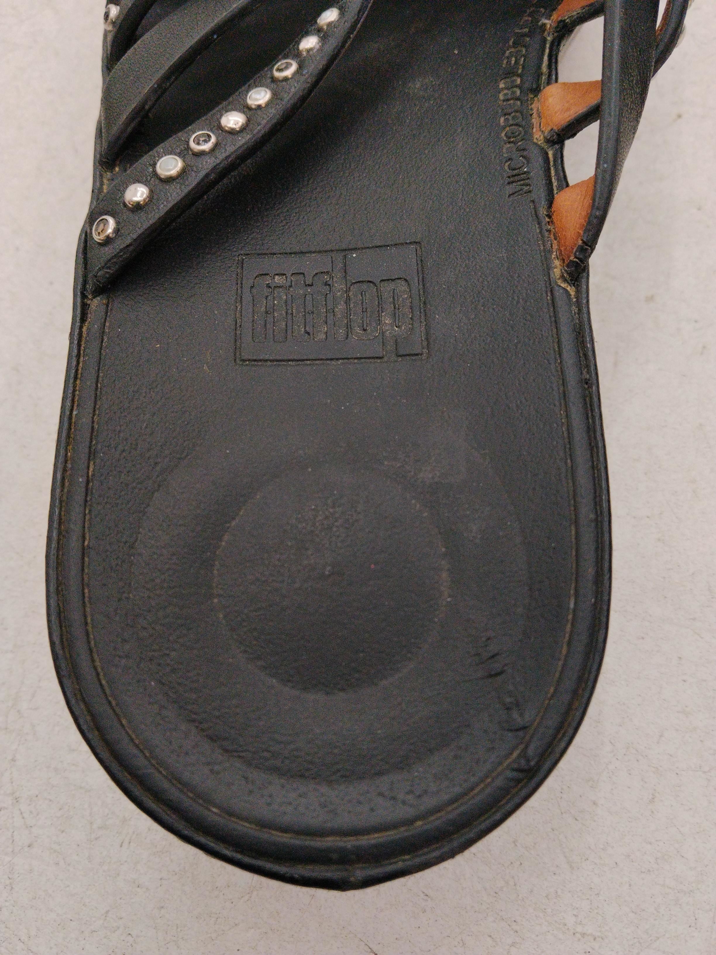 FitFlop Women's Sandals UK 4 Black 100% Leather Slider - Image 6