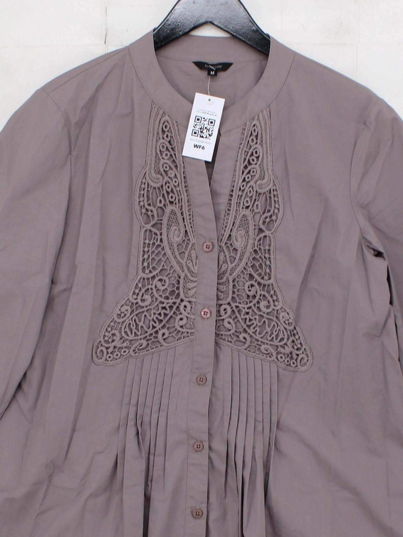 Floryday Women's Blouse M Grey 100% Other 3/4 Sleeve Collared Basic - Image 3