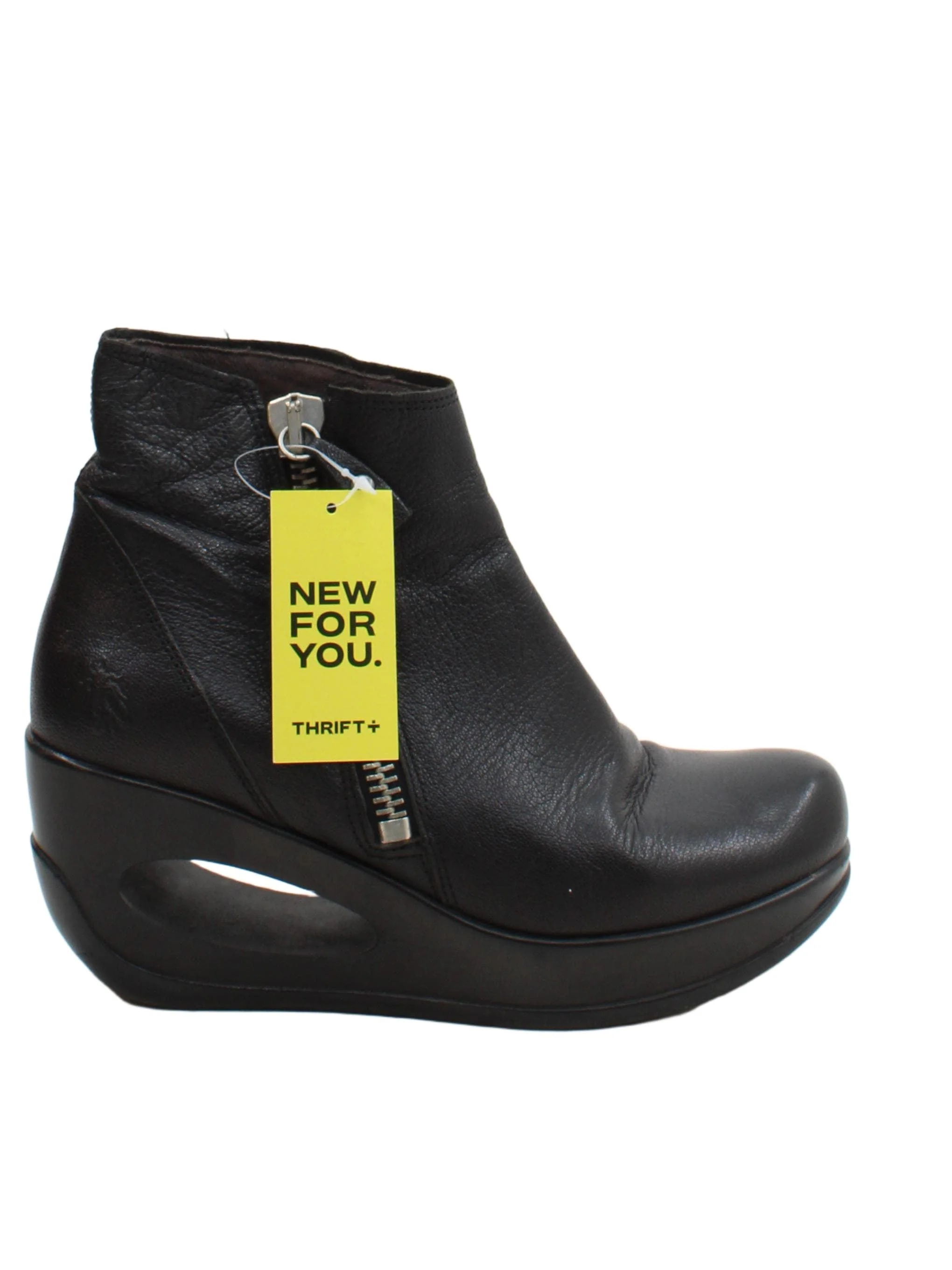 FLY London Women's Boots UK 4 Black 100% Leather Platform
